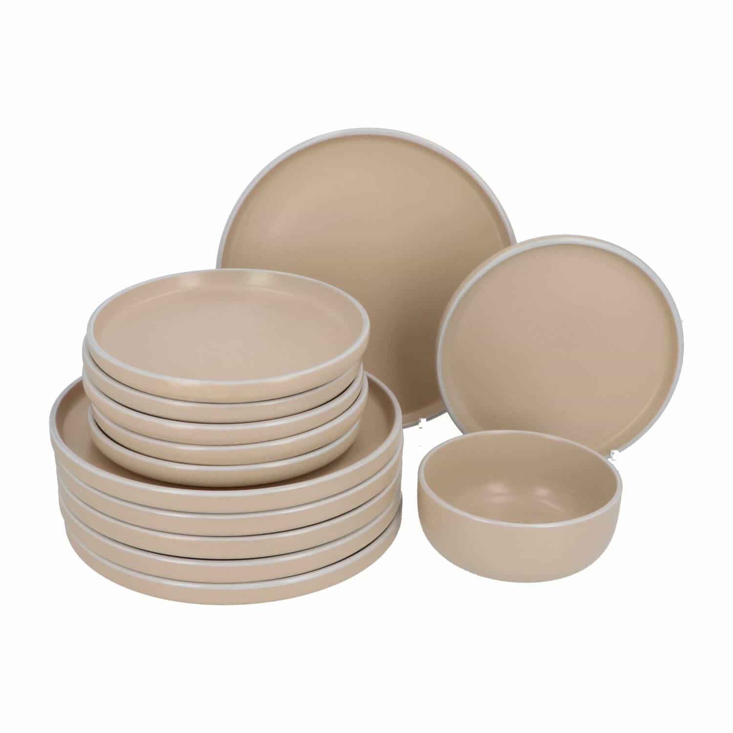 6 persoons Servies 18 delig Nordic style Keramiek - beige/wit