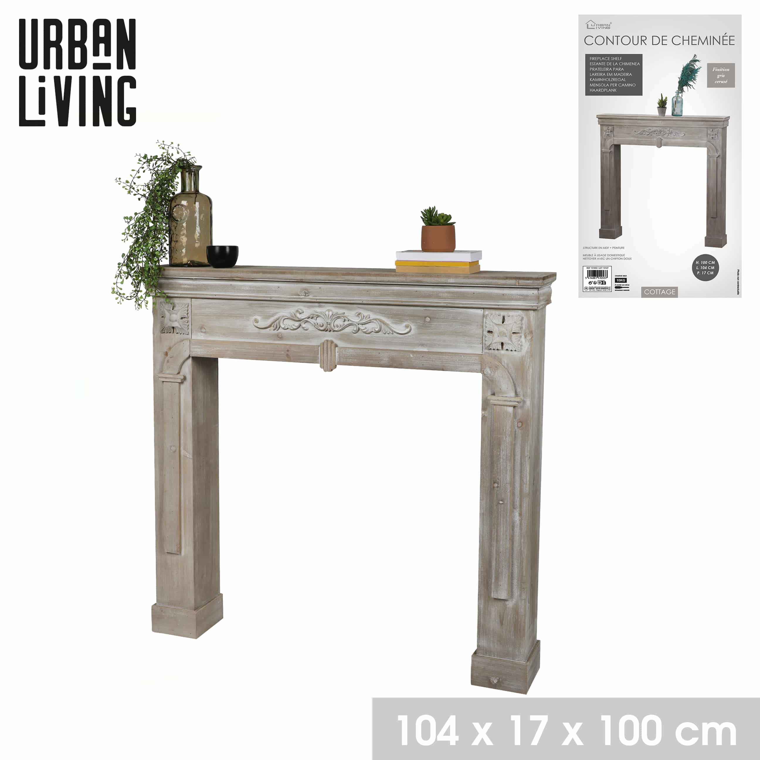 Urban living Openhaard Ombouw - Schouw Ombouw 107x18x100 cm - Grijs
