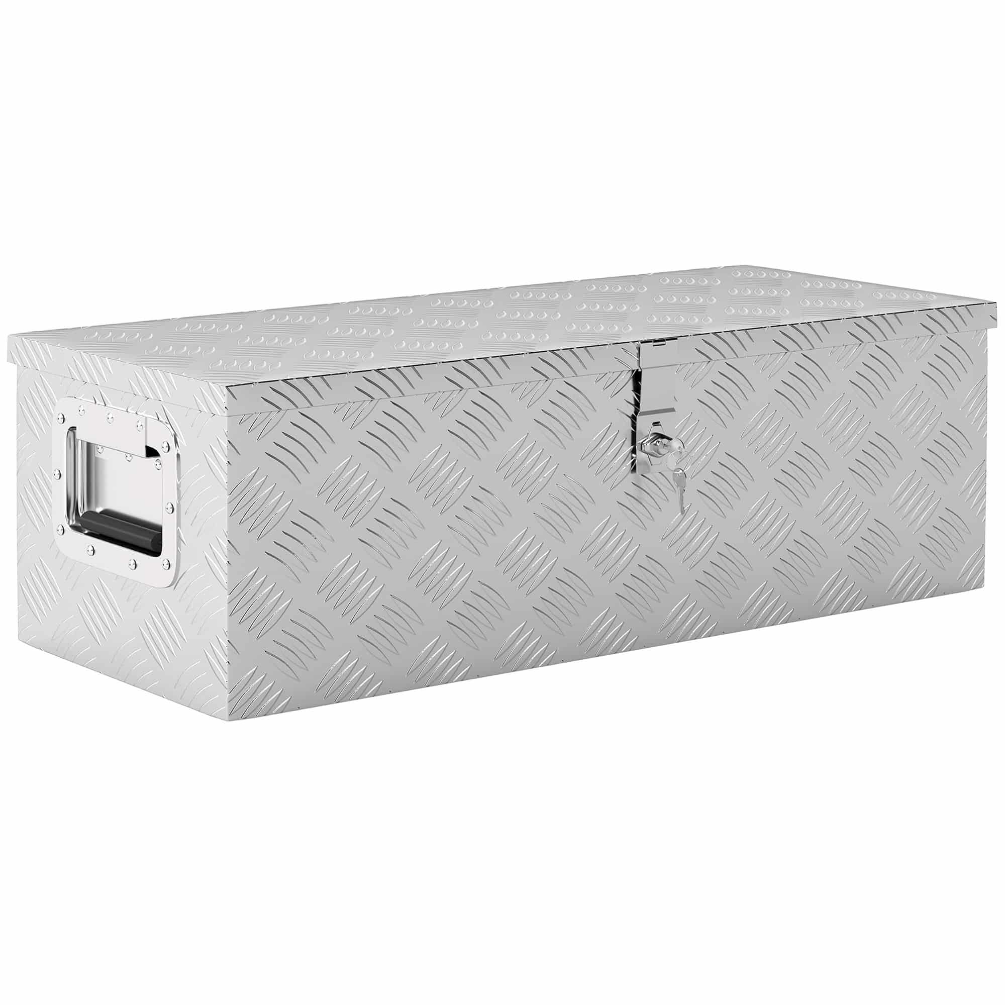 Gereedschapskist werkkist aluminium - veilig met slot - 76x33x25 cm - zilver