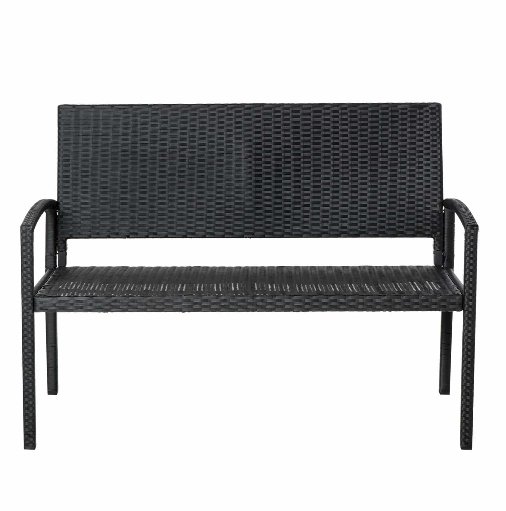 4goodz 2-Zits Tuinbank Polyrotan met Metalen frame - Zwart