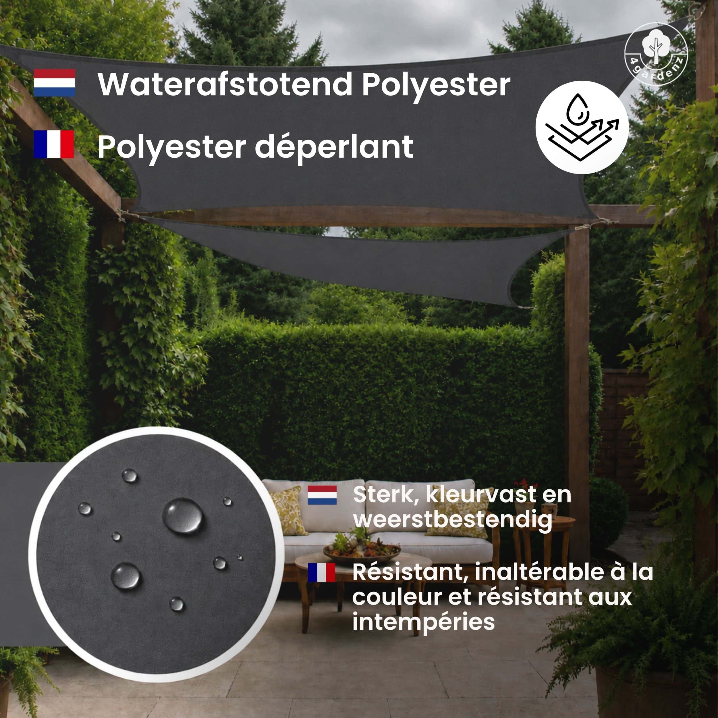 4gardenz Schaduwdoek Waterafstotend Rechthoek 5x6 mtr - Grijs