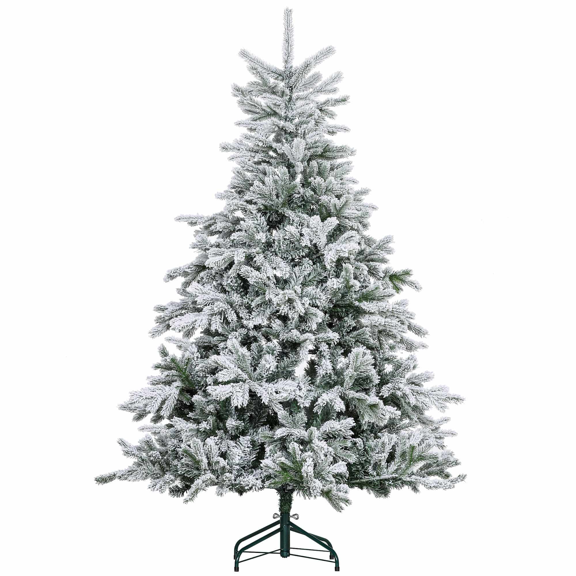 Homcom Kerstboom met kunstsneeuw 180cm met Voet - Wit/Groen