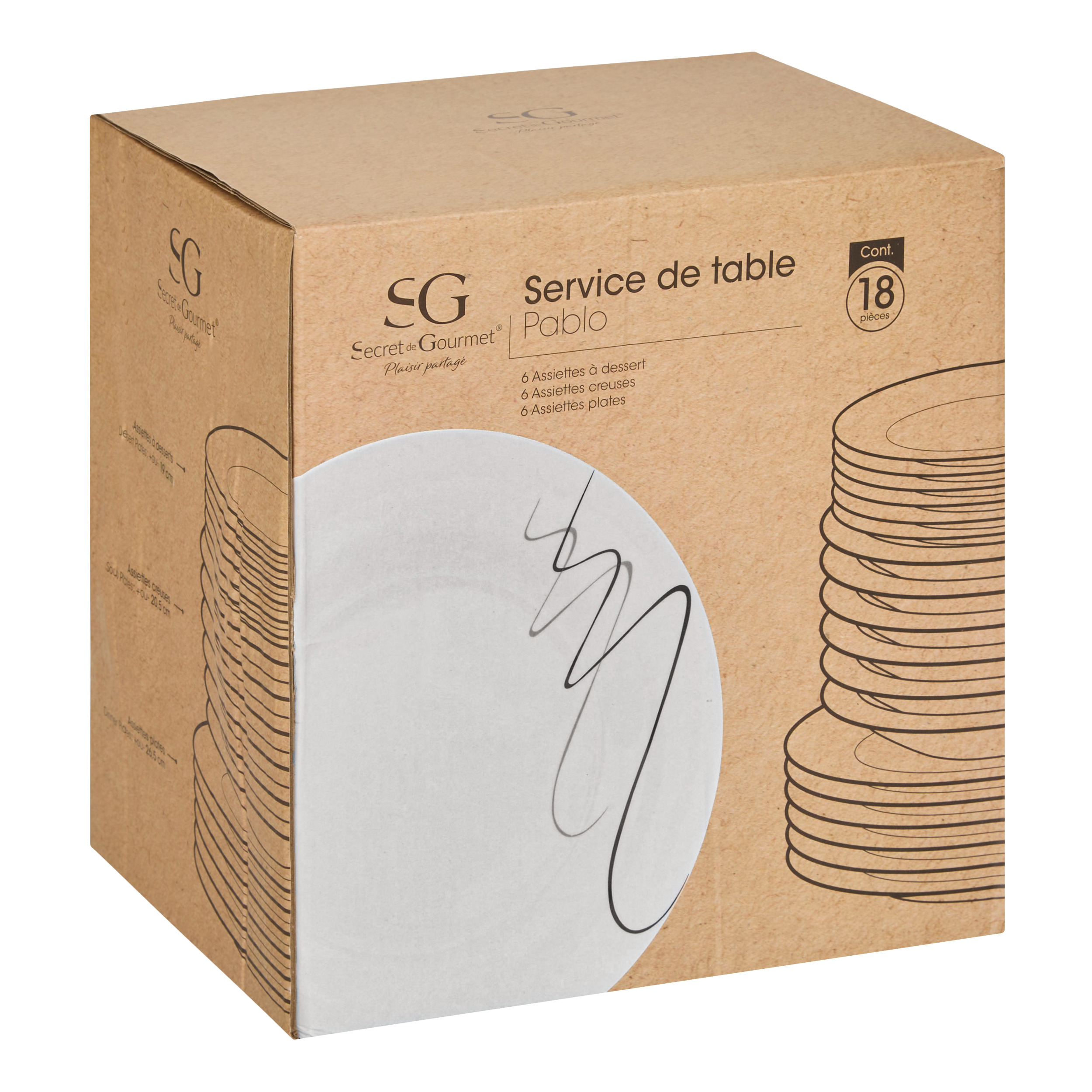 Luzzo® Pica 18-delige Serviesset 6-persoons Wit met sierlijke strepen