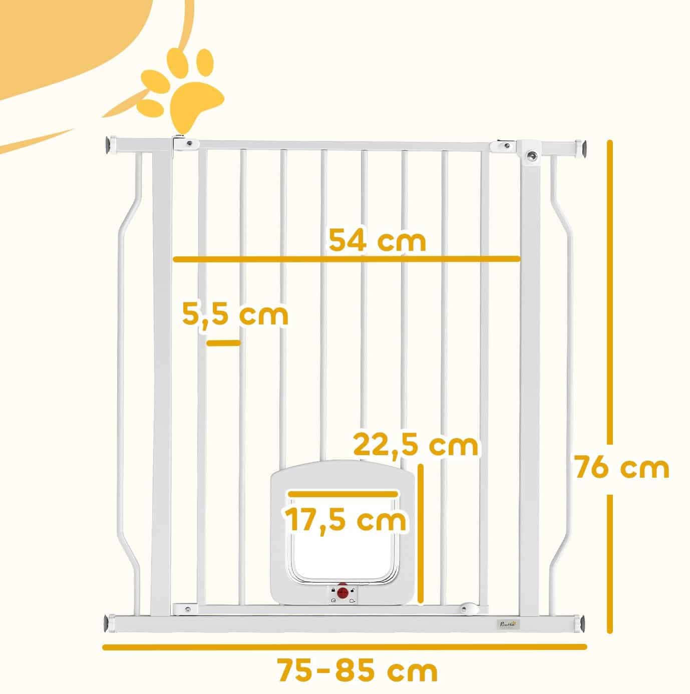4goodz Verstelbaar Traphek met Kattenluik - Montage zonder boren 75-85 cm - Wit 4goodz Verstelbaar Traphek met Kattenluik - Montage zonder boren 75-85 cm - Wit