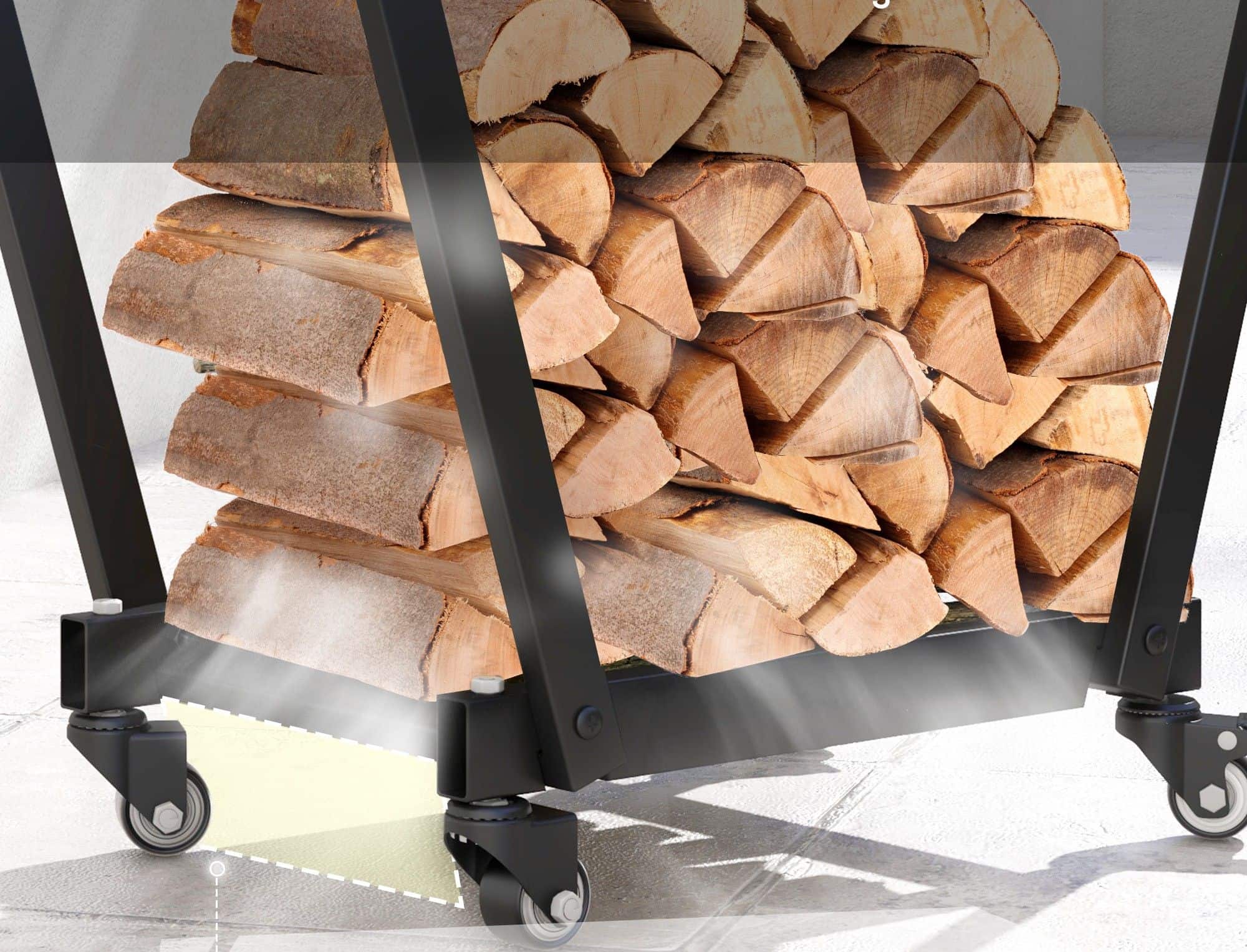 Haardhoutrek Metaal Verrijdbaar met wielen - 79 x 30 x 81 cm - zwart Haardhoutrek Metaal Verrijdbaar met wielen - 79 x 30 x 81 cm - zwart