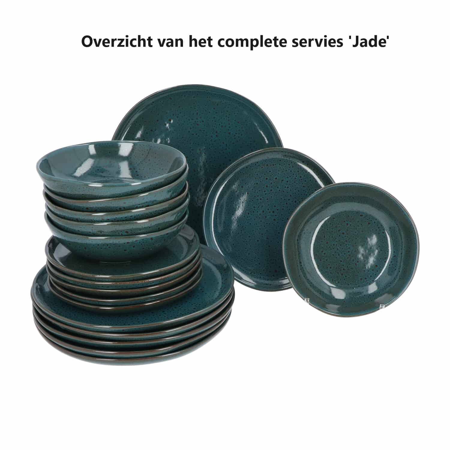 6 stuks Soepkommen Jade Groen - diep bord Reactive Glazing Aardewerk