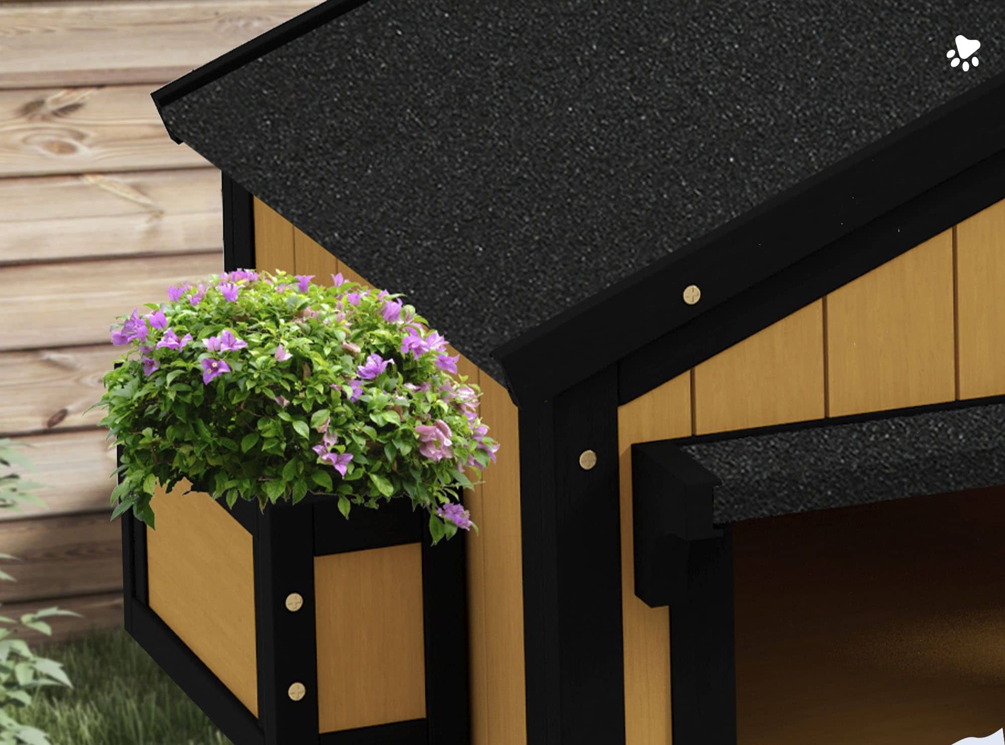 Kattenhuis Kattenhut met Bloembak - 96x65x85 cm - Geel + Zwart Kattenhuis Kattenhut met Bloembak - 96x65x85 cm - Geel + Zwart
