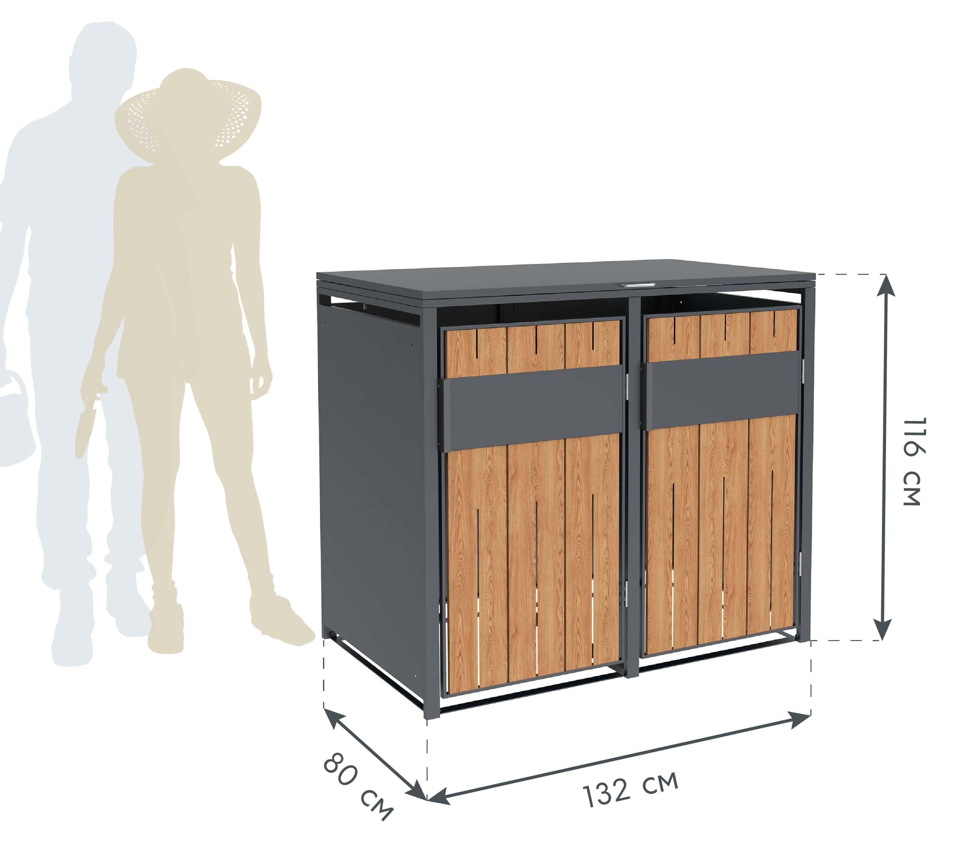 Westmann Varius 2 Metalen Containerombouw voor 2 kliko - Houtlook