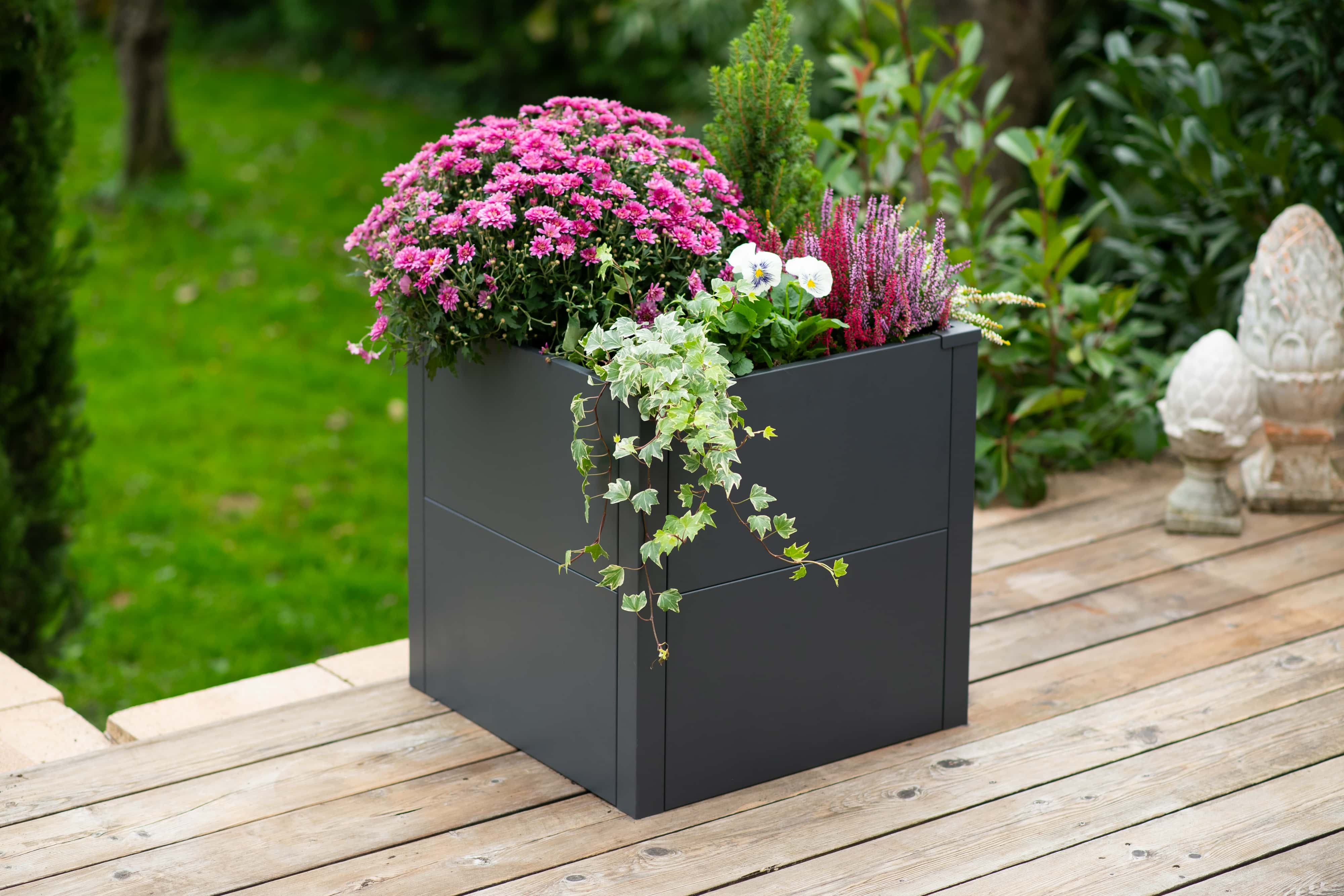 Westmann Talus S - Metalen Plantenbak met bodem 50x50x50 cm - Antraciet