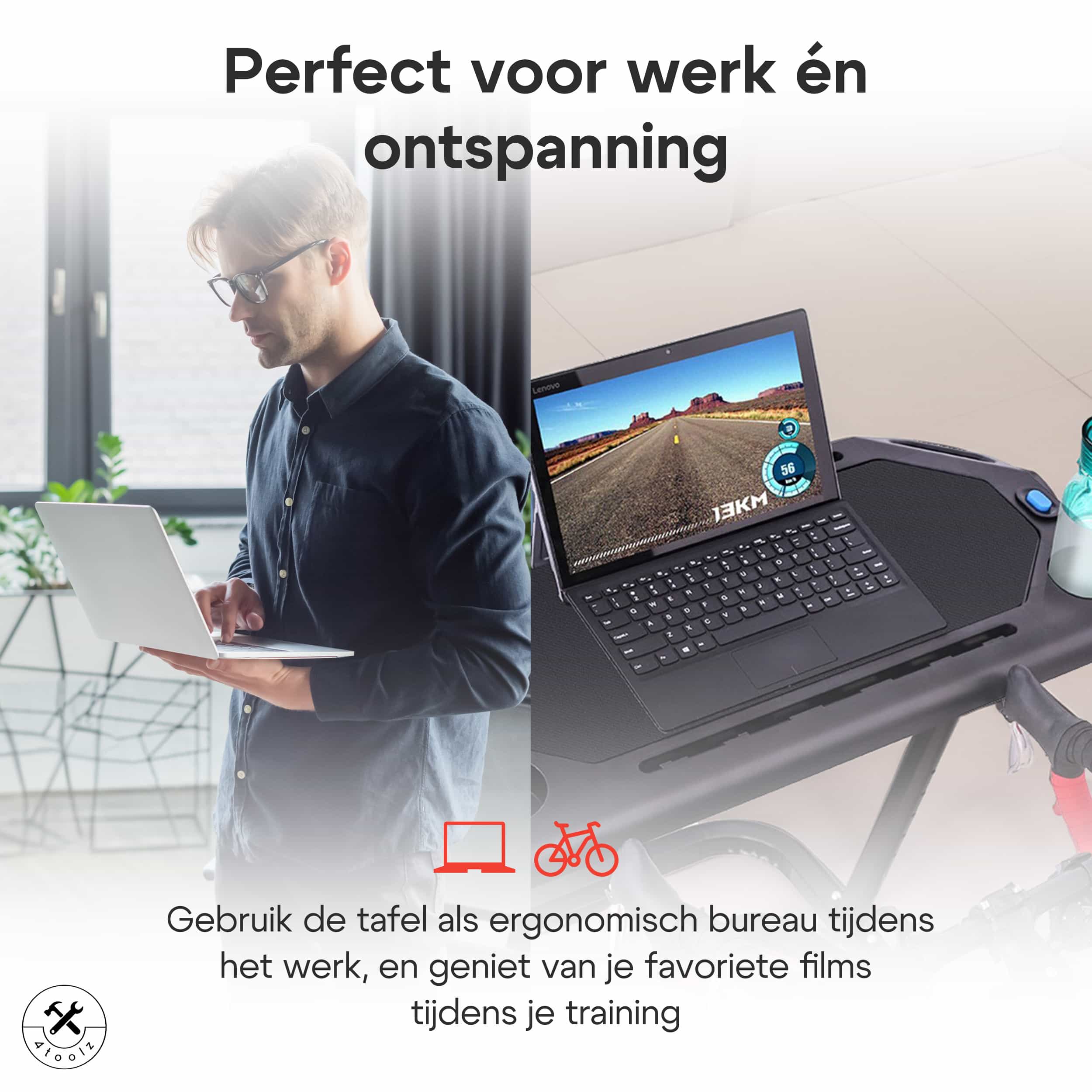 4toolz® Fietstrainer Tafel - Laptop tafel voor fietstrainer - Stabureau In hoogte verstelbaar