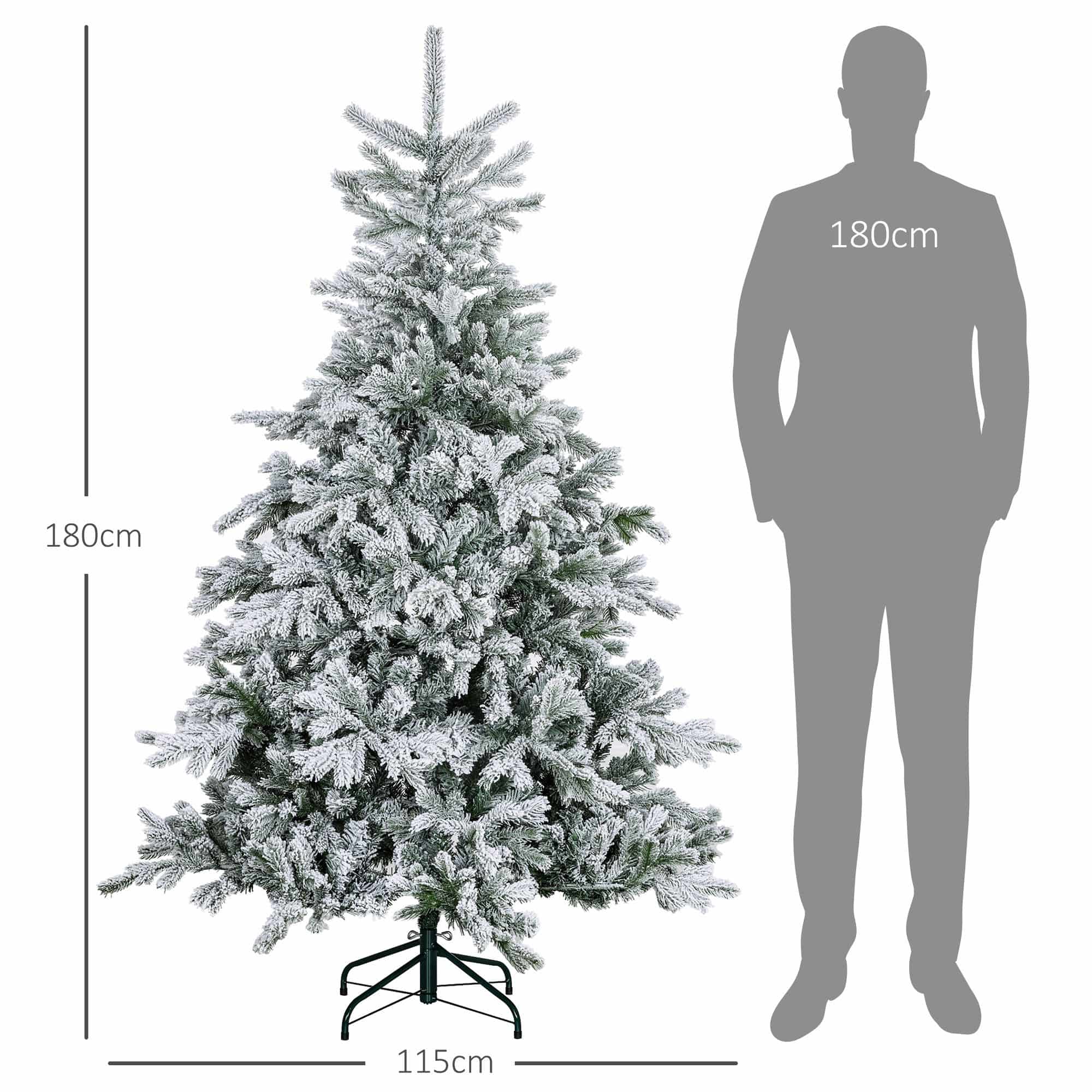 Homcom Kerstboom met kunstsneeuw 180cm met Voet - Wit/Groen Homcom Kerstboom met kunstsneeuw 180cm met Voet - Wit/Groen