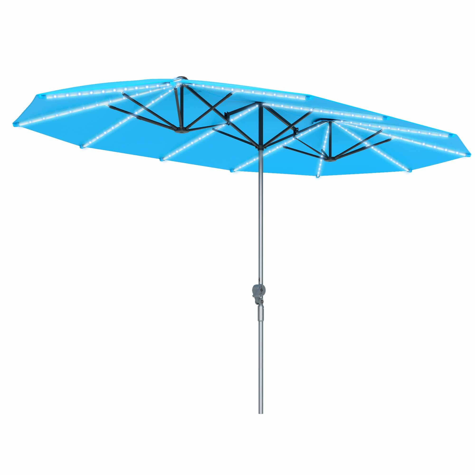 4goodz LED Duo-parasol XL 451x267 cm met LED verlichting - Blauw