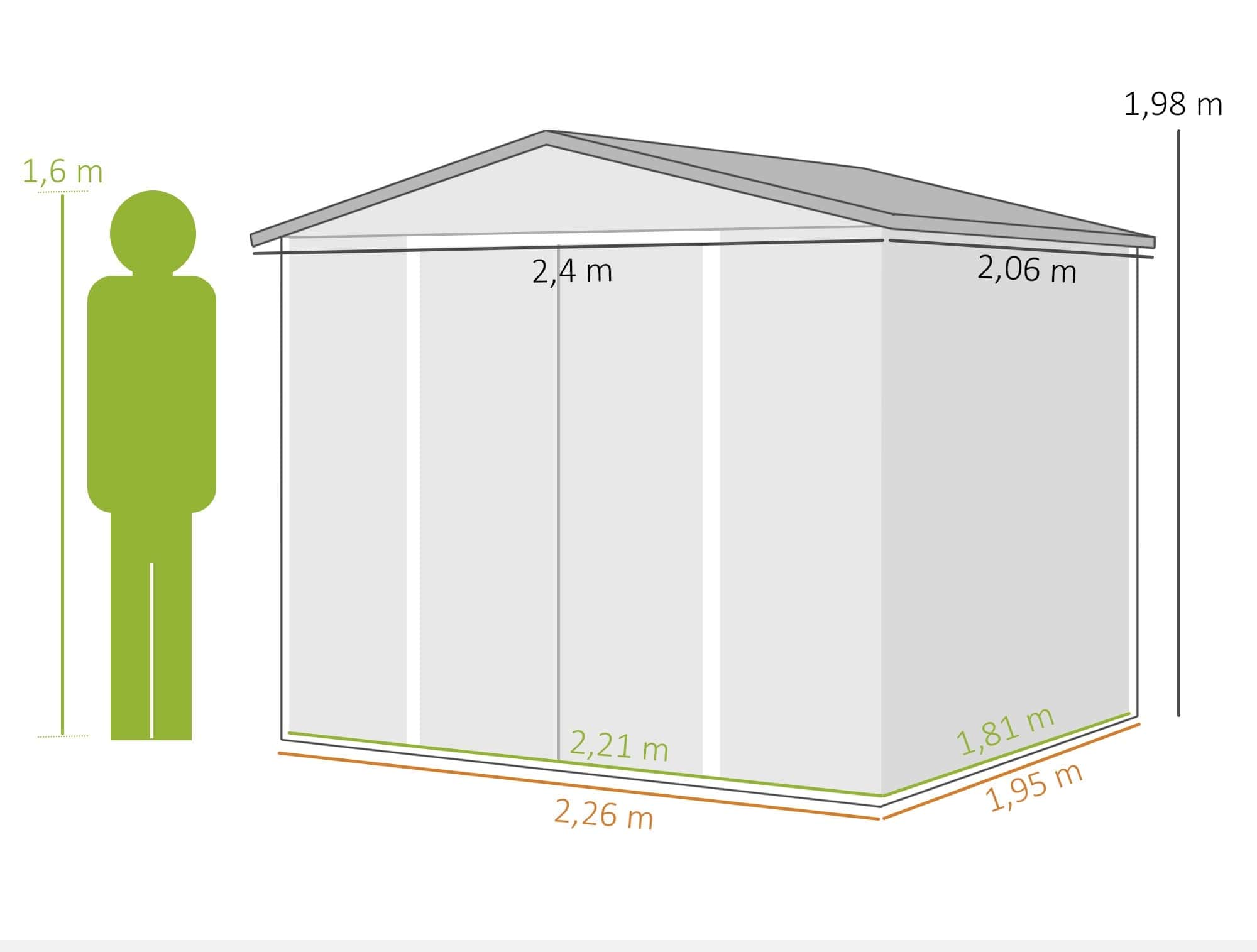 4goodz Gereedschapsschuur staal - 240x206x198 cm - Bruin houtlook