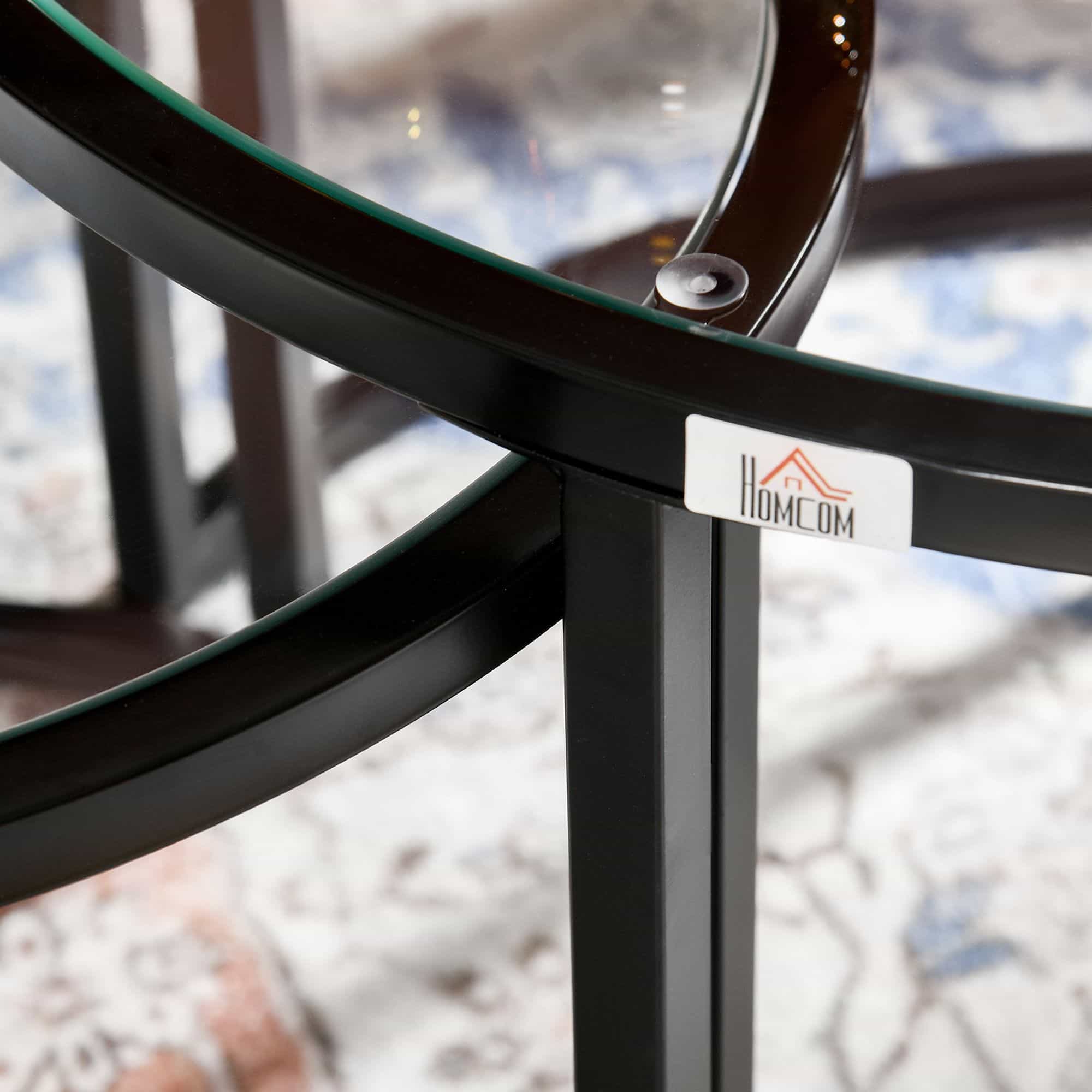 4goodz Set van 2 ronde bijzettafels - zwarte poten