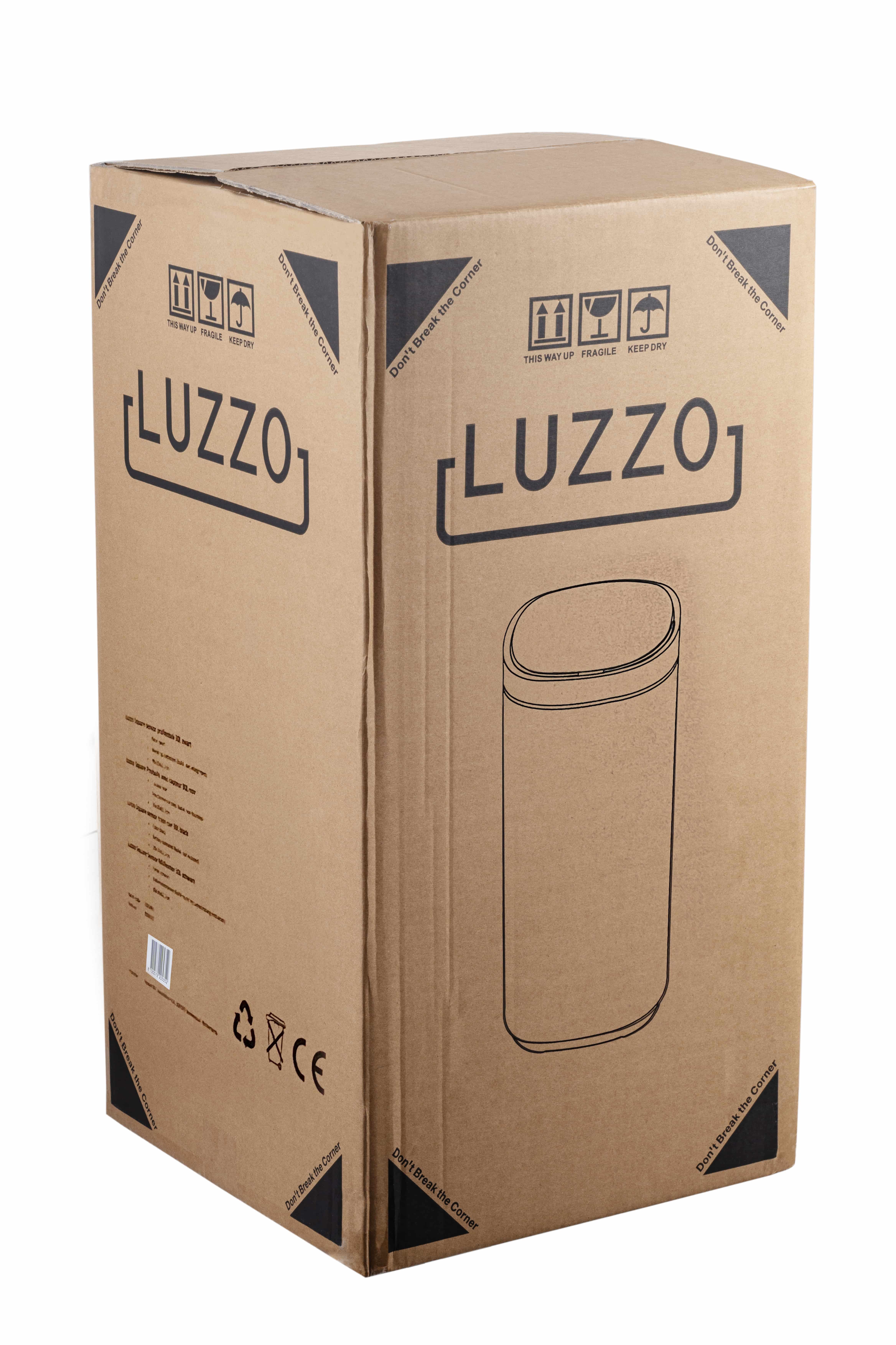 Luzzo® Square Sensor prullenbak met Ozon Filter 30 liter - Mat Zilver
