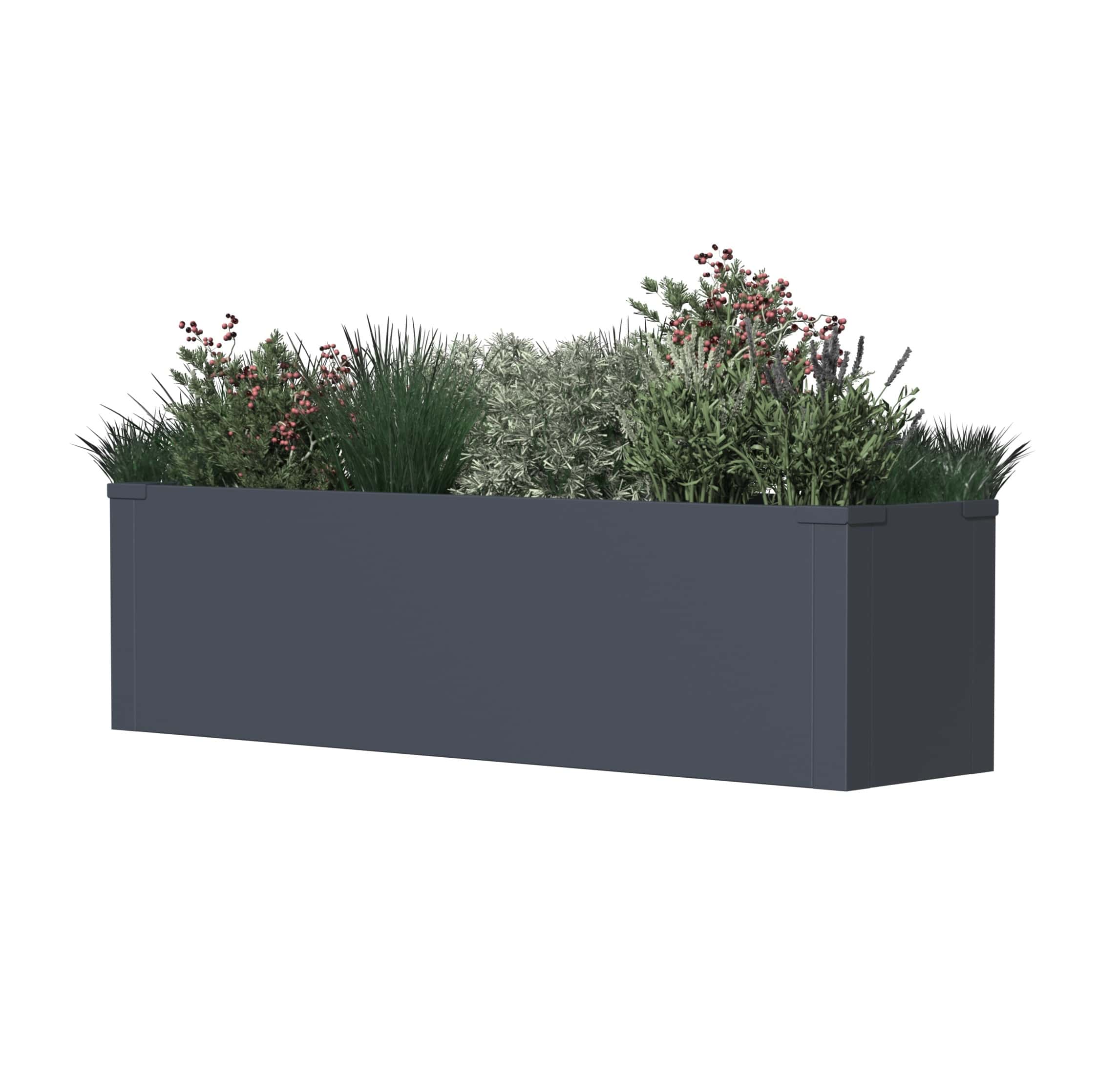 Westmann Talus M - Metalen Plantenbak met bodem 100x25x27 cm - Antraciet