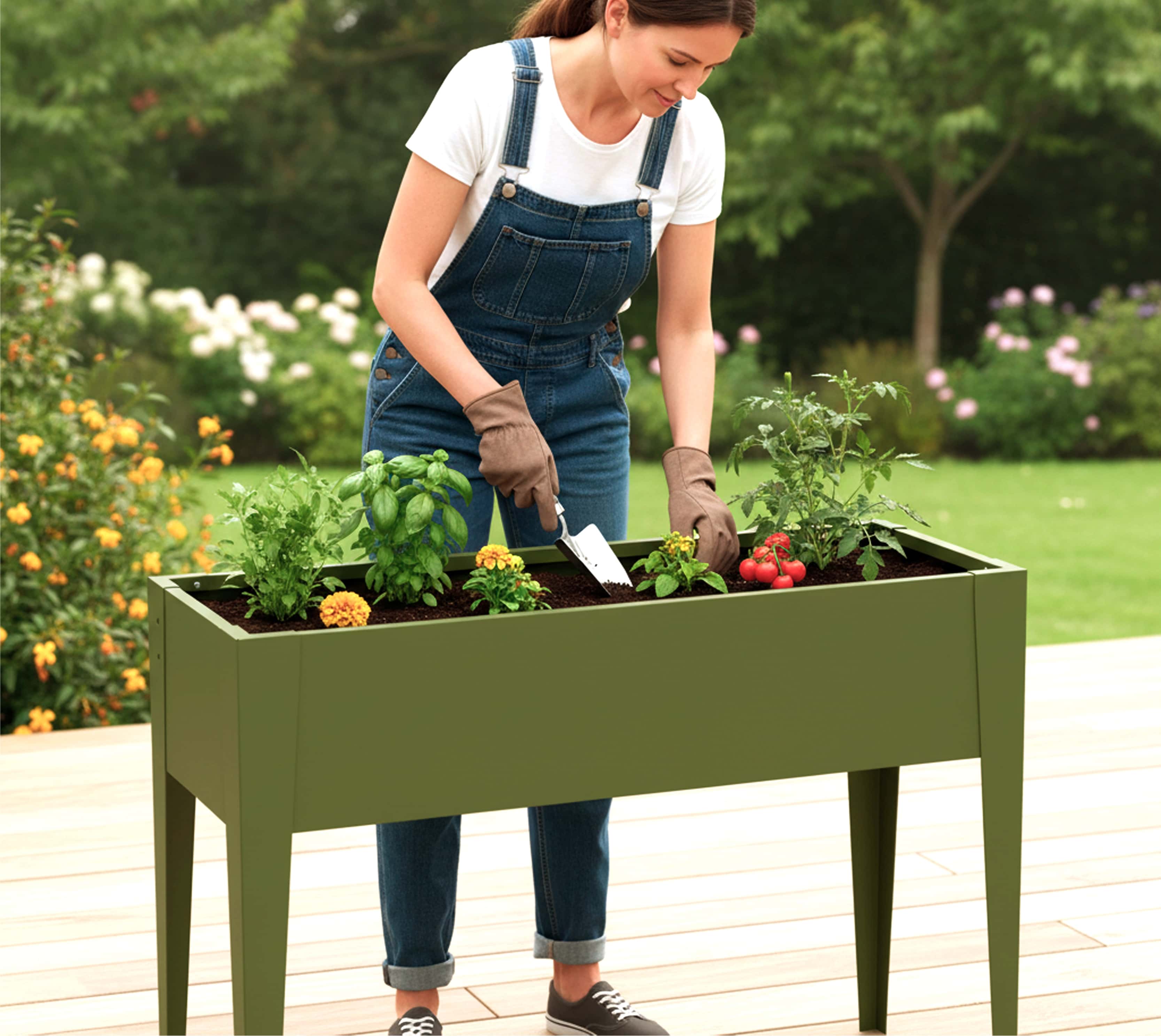 Westmann Vedura M - Metalen Verhoogde Plantenbak 30x100x80 cm - Olijf