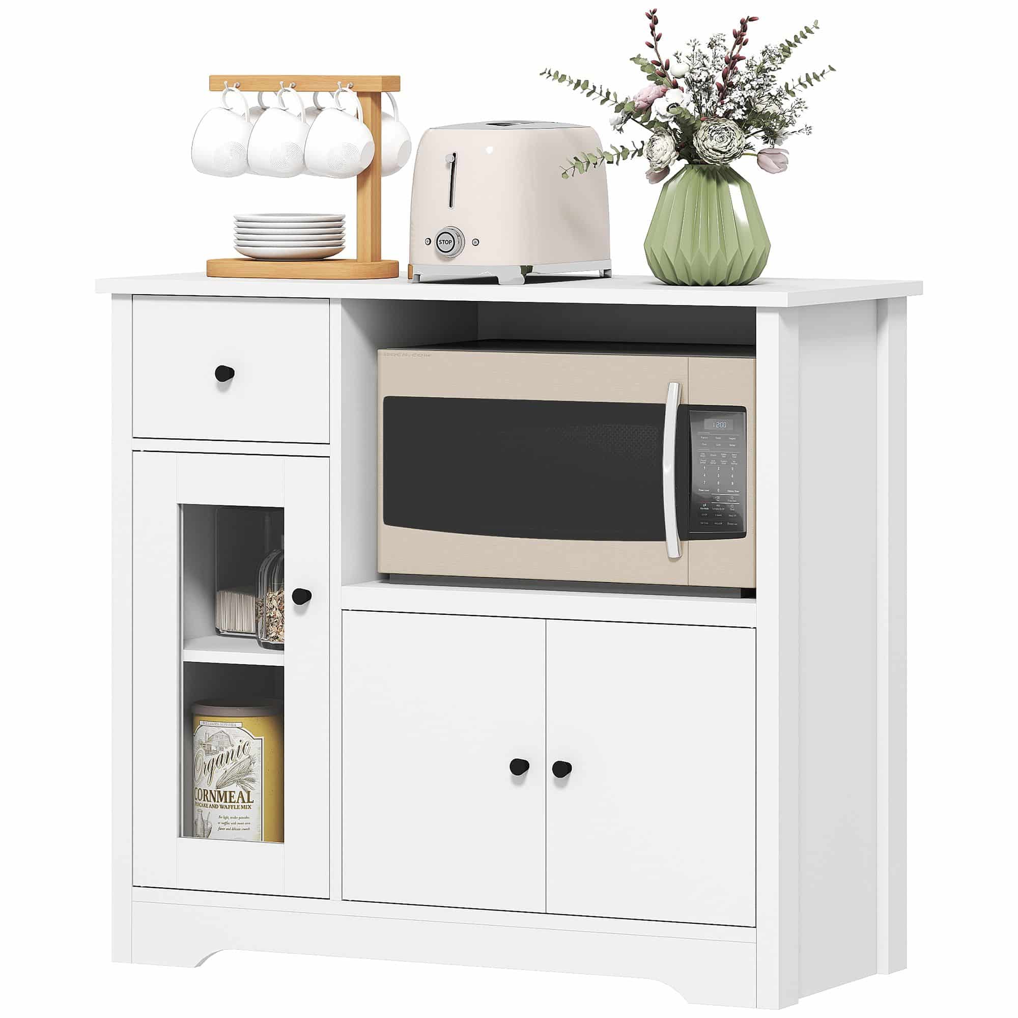 Homcom Keukenkast laag met open vak 80x35x72 cm - Wit