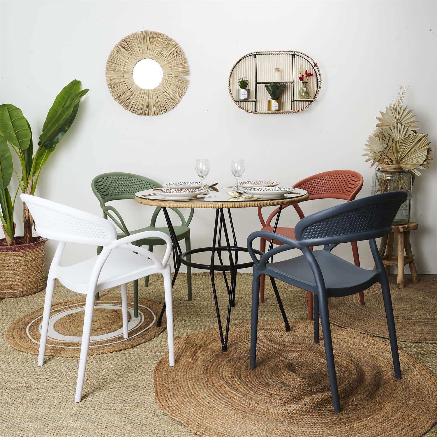 Sevilla Wit 4 stuks Comfortabele Tuinstoelen - Stapelbaar
