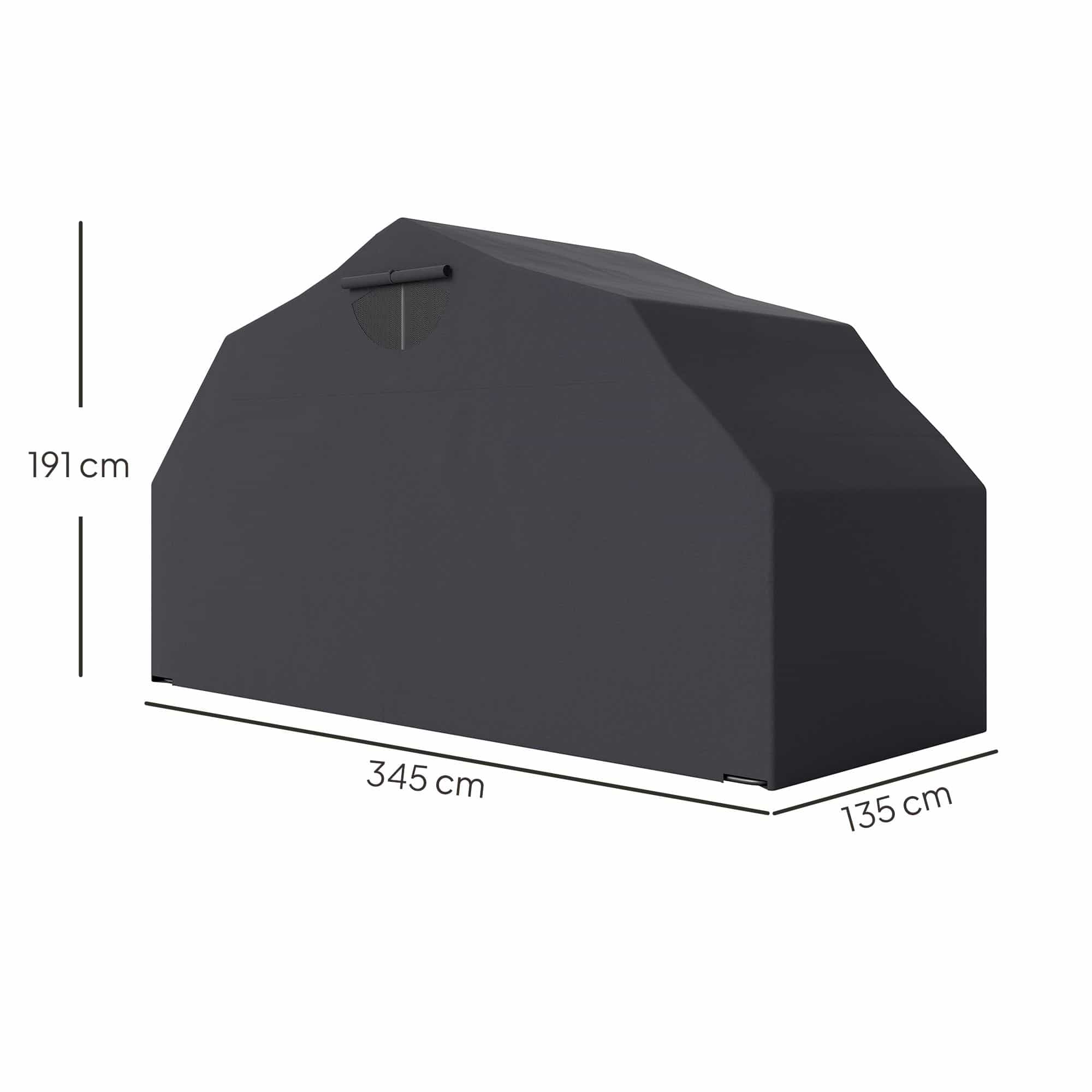 Outsunny Motoropslagtent Waterdicht XXL 345x135x191cm - Zwart
