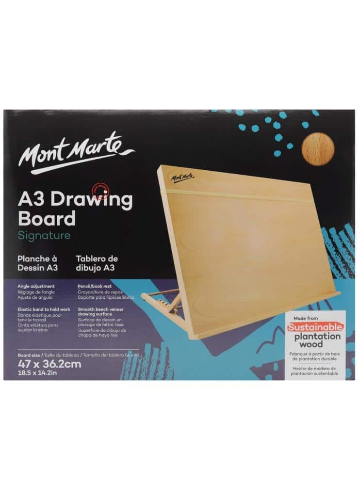 Mont Marte® schetsbord A3 met elastisch band - houten tekenbord