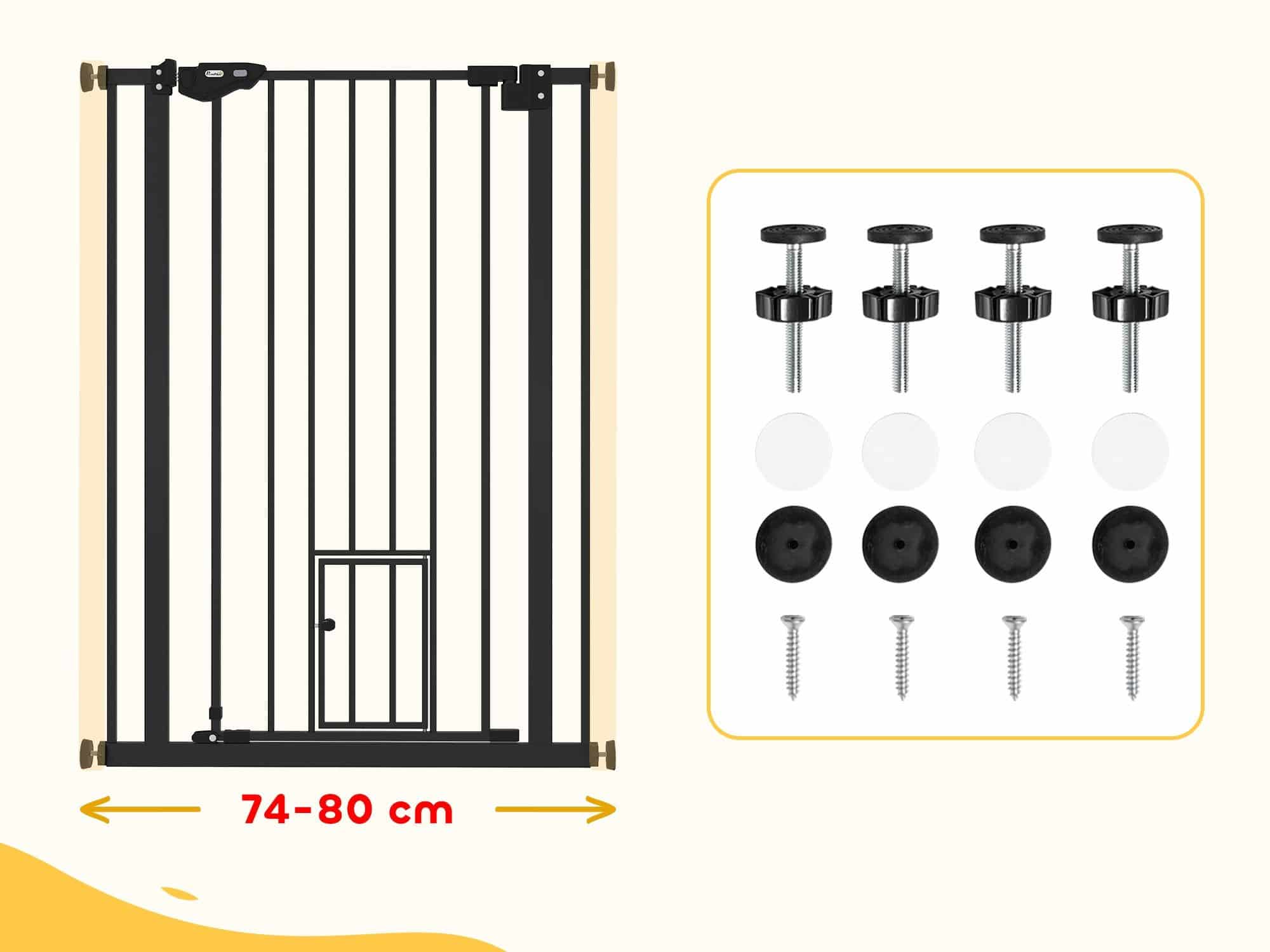 4goodz Uitschuifbaar Traphek 74-80 cm voor Huisdieren - Zwart