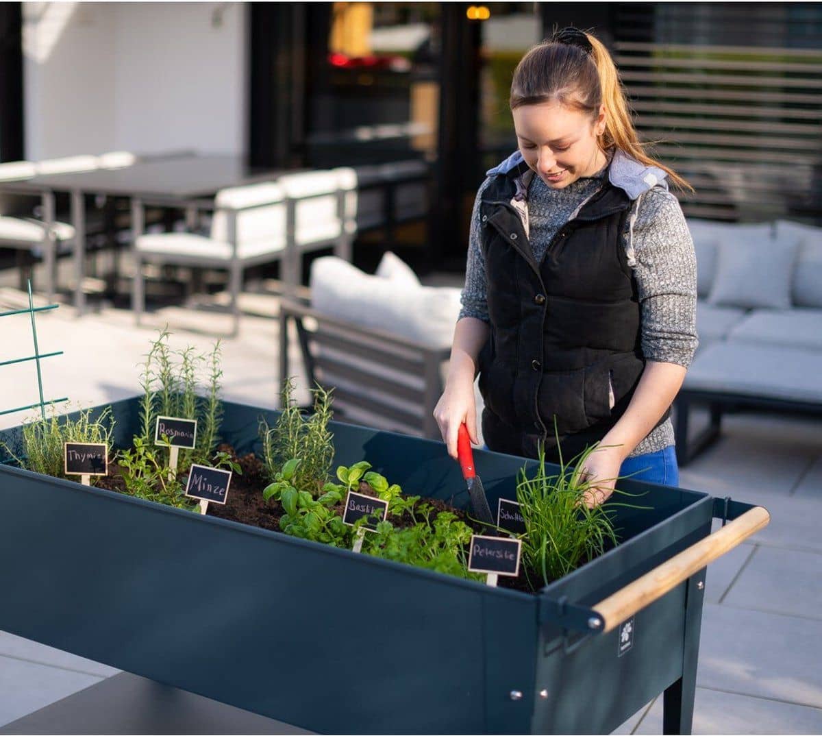 Herstera Garden® Metalen verhoogde Plantenbak Verrijdbaar- 120x60x84cm - Antraciet