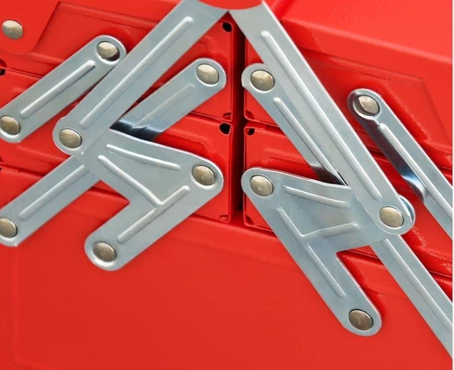 Gereedschapskist Metaal met 5 vakken - zonder gereedschap - Rood