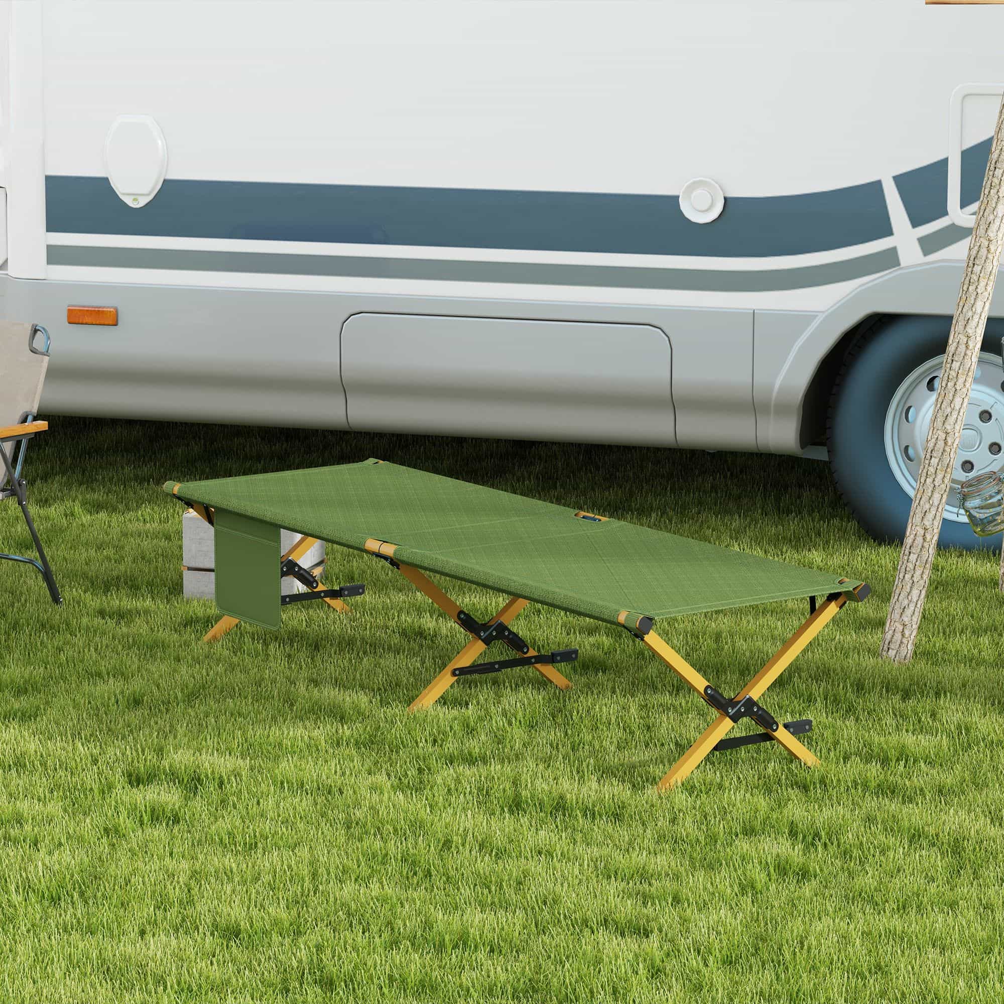 Stretcher Opvouwbaar - Ligbed met verstelbare rugleuning - 196x64x45 cm - Groen