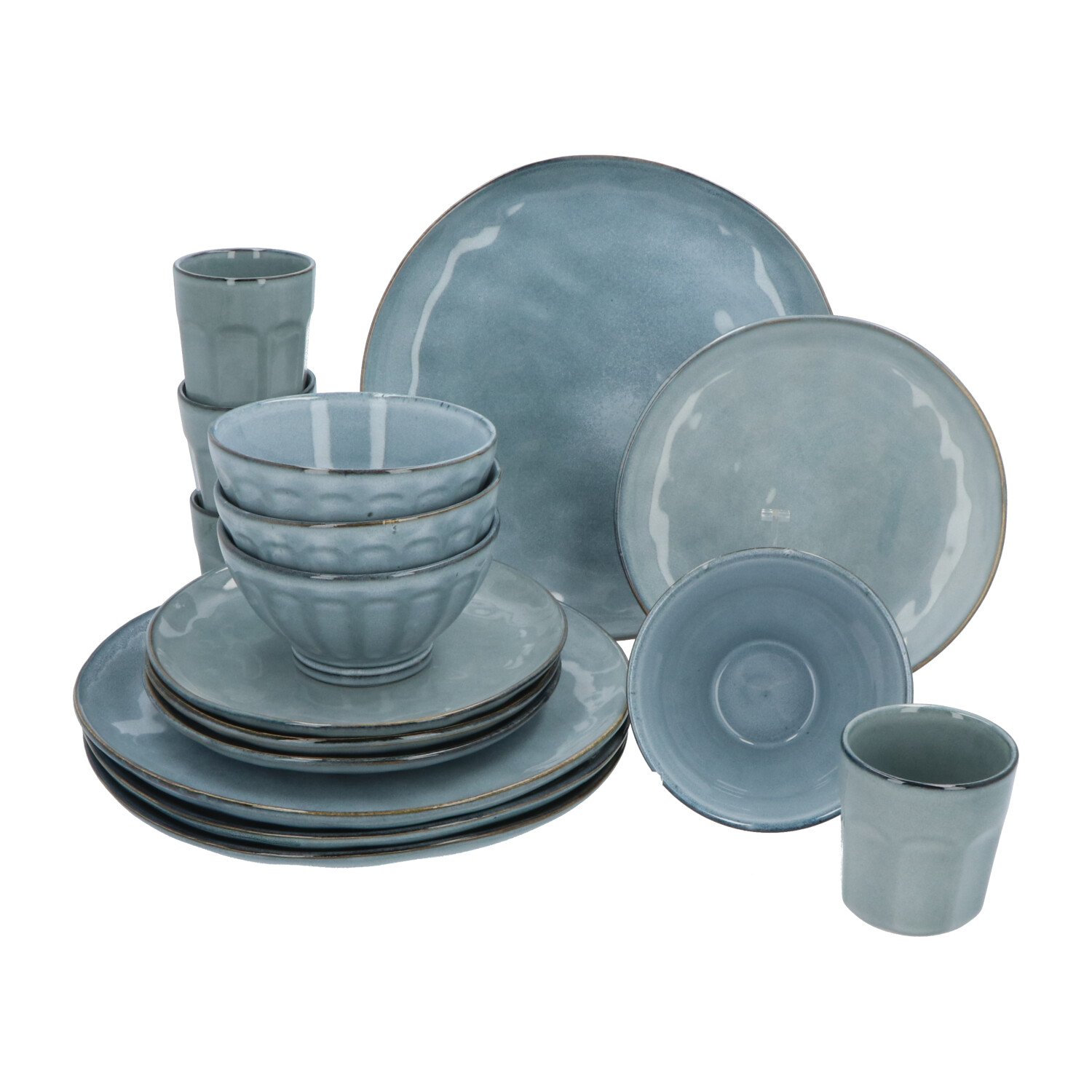 4goodz set 16 delig Aardewerk - 4 persoons - Blauw