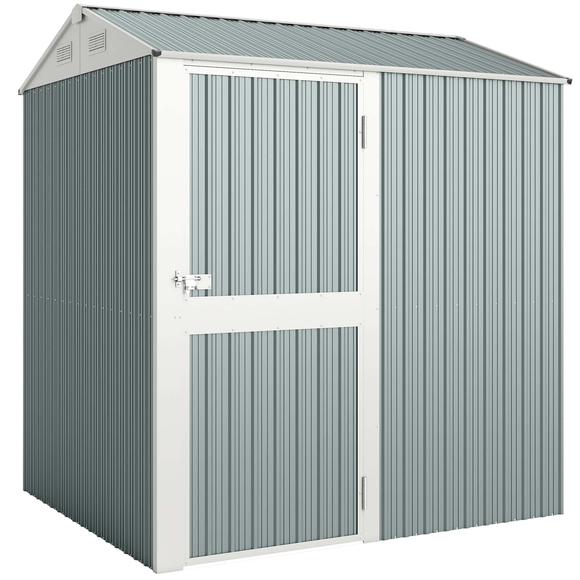 4goodz Metalen Tuinschuur - Afsluitbaar - 209x177x236 cm - Lichtgrijs