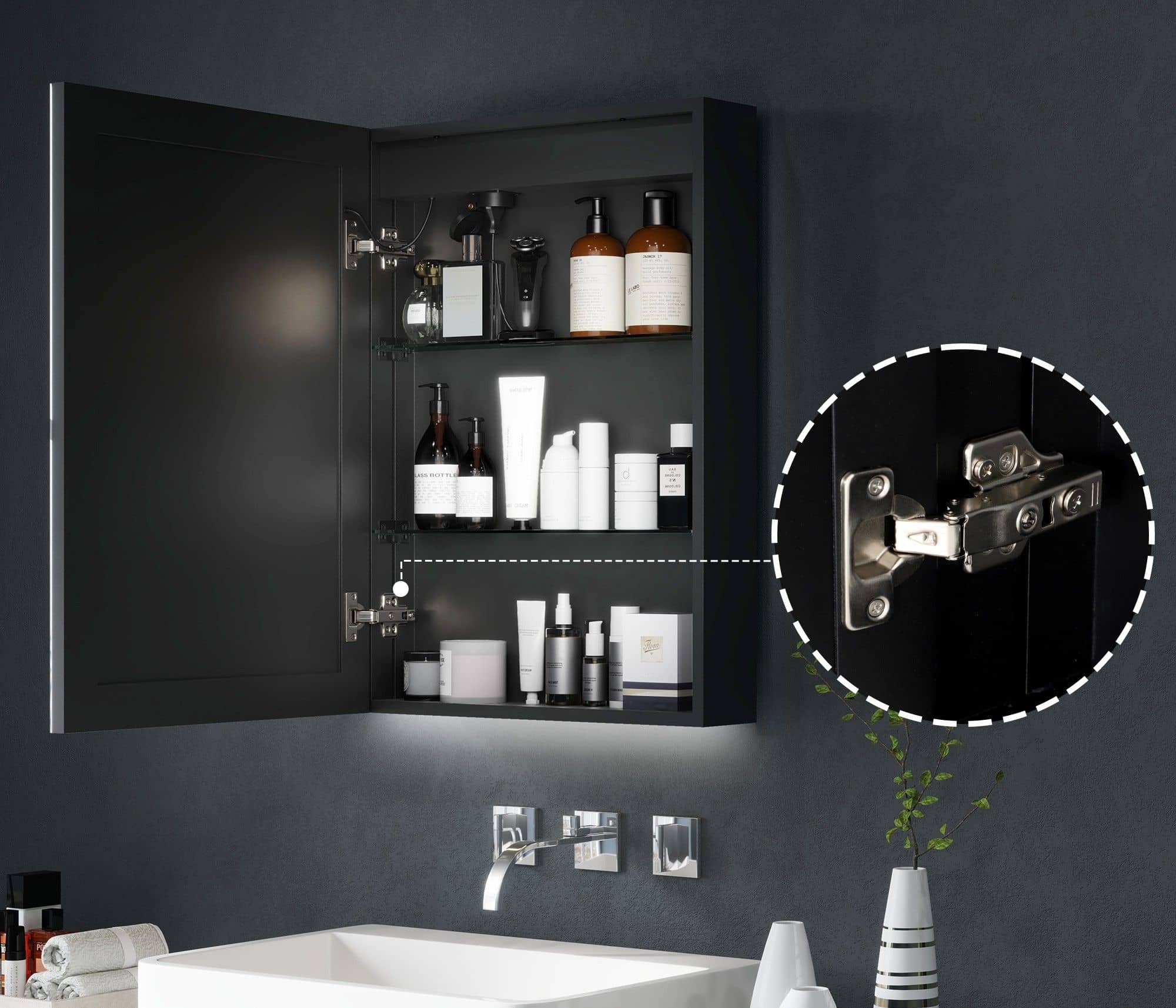 4goodz LED Spiegelkast Badkamer 50x70 cm Dimbaar Anti-condens Zwart