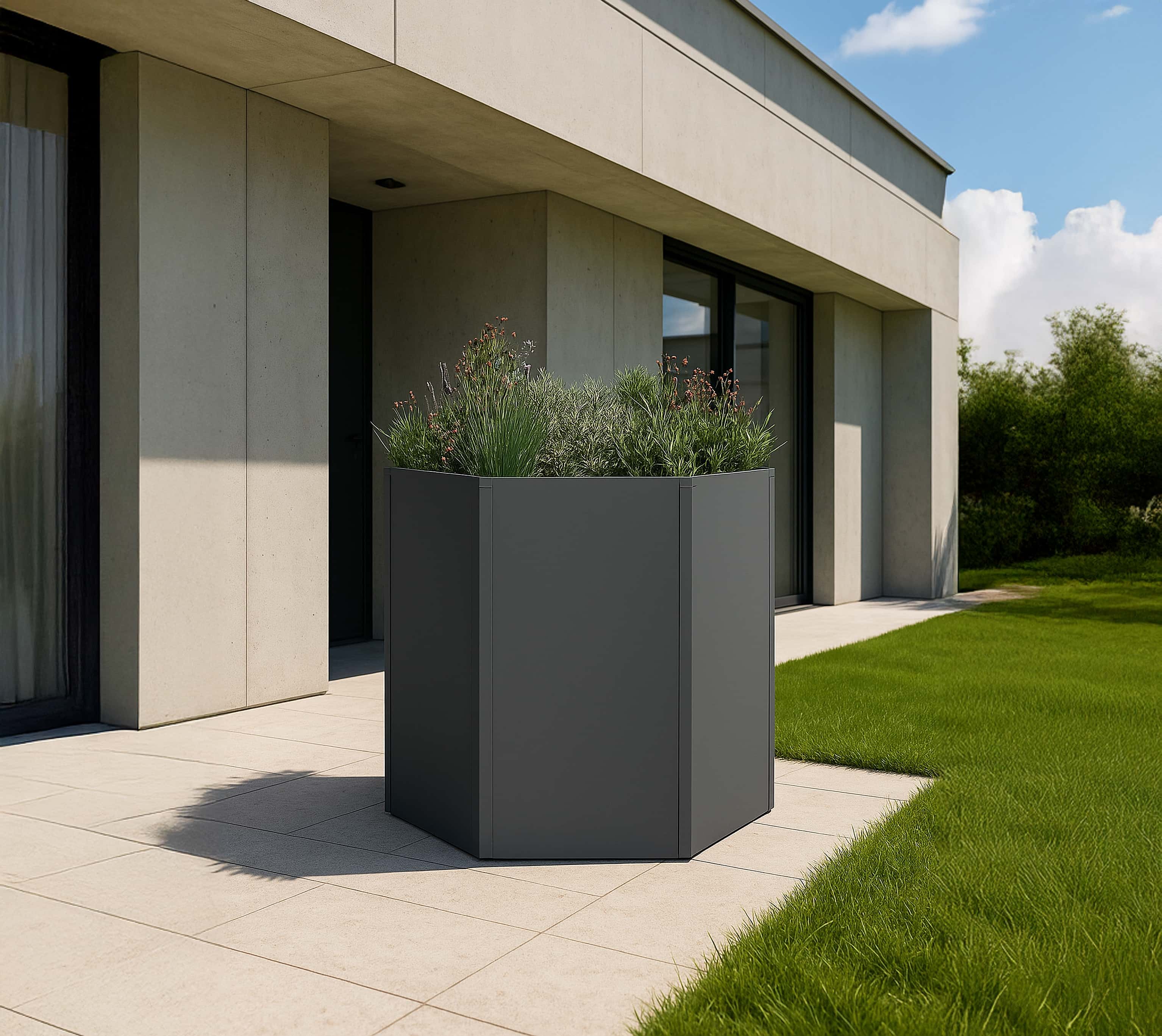 Westmann Varia - Verhoogde Plantenbak Zeshoekig Metaal 100x52 cm - Antraciet