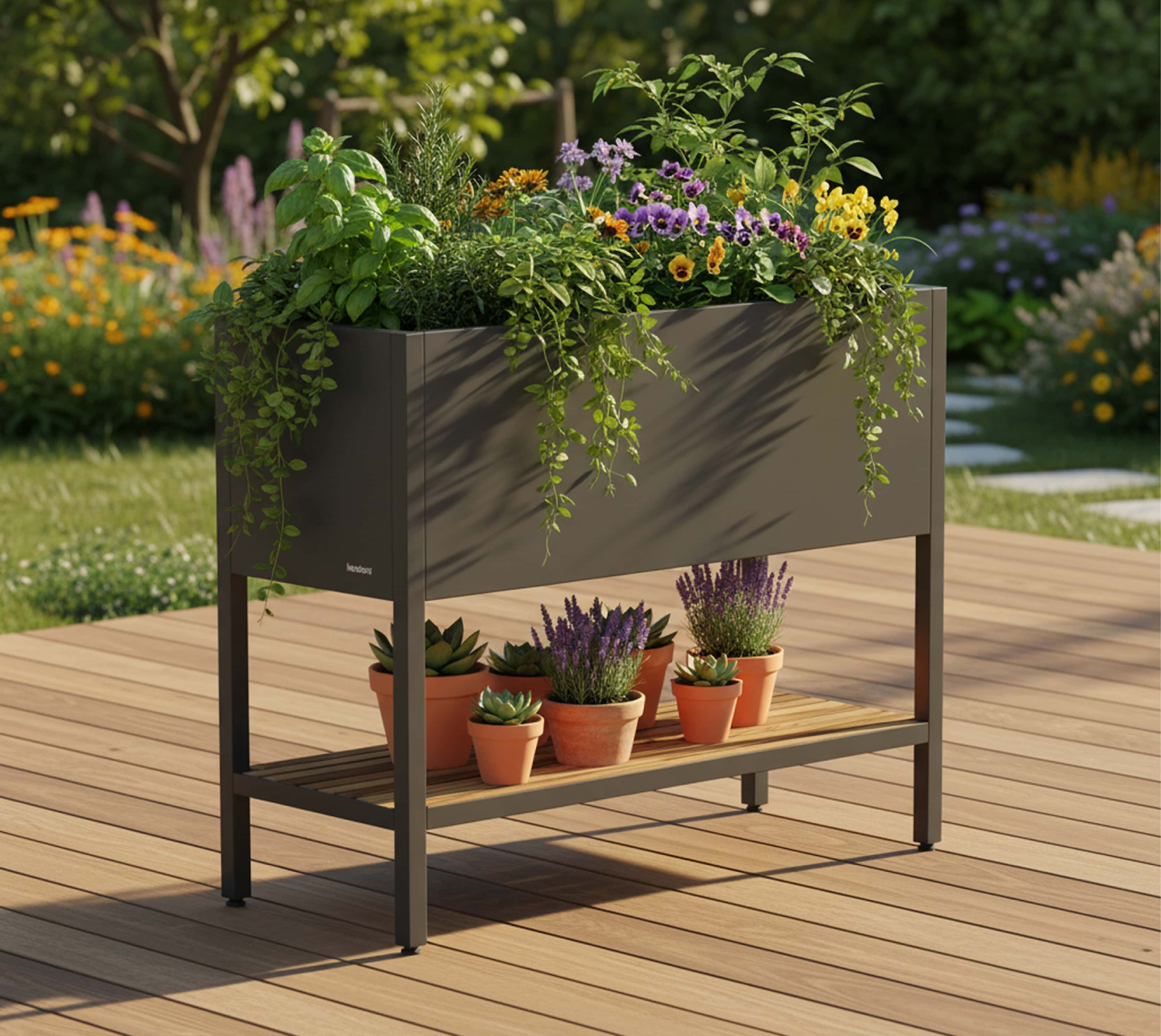 Herstera Garden verhoogde plantenbak van metaal 100x40x80 cm - Antraciet