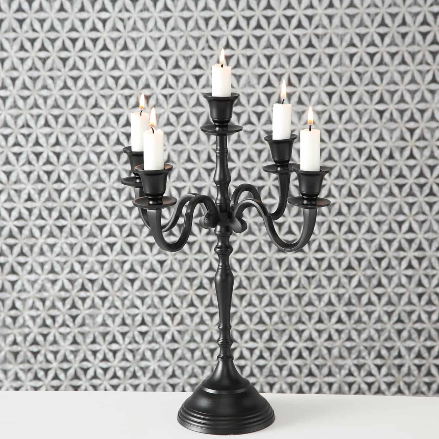 Boltze Kandelaar Victoria Ø30x40 cm (H) - aluminium ( exclusief kaarsen ) -Zwart