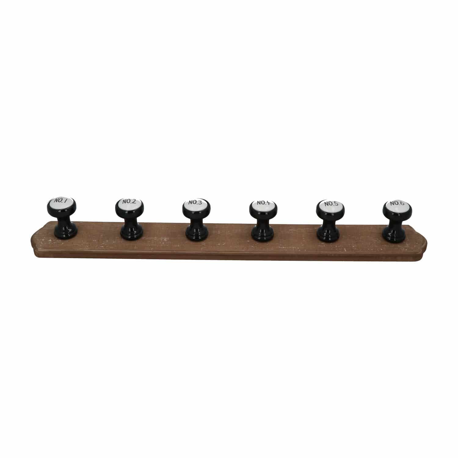 Klassieke Kapstok met 6 Keramieke haken 66x9x8 cm