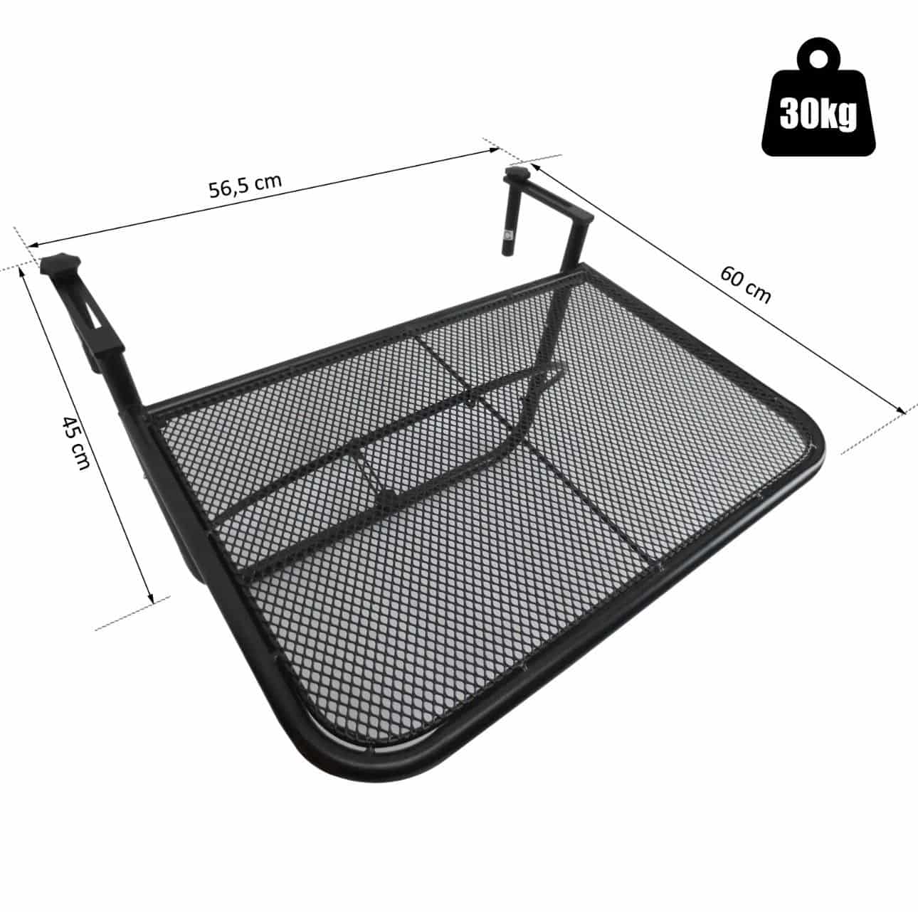4goodz Inklapbare Balkontafel voor de Balkonrand - Zwart