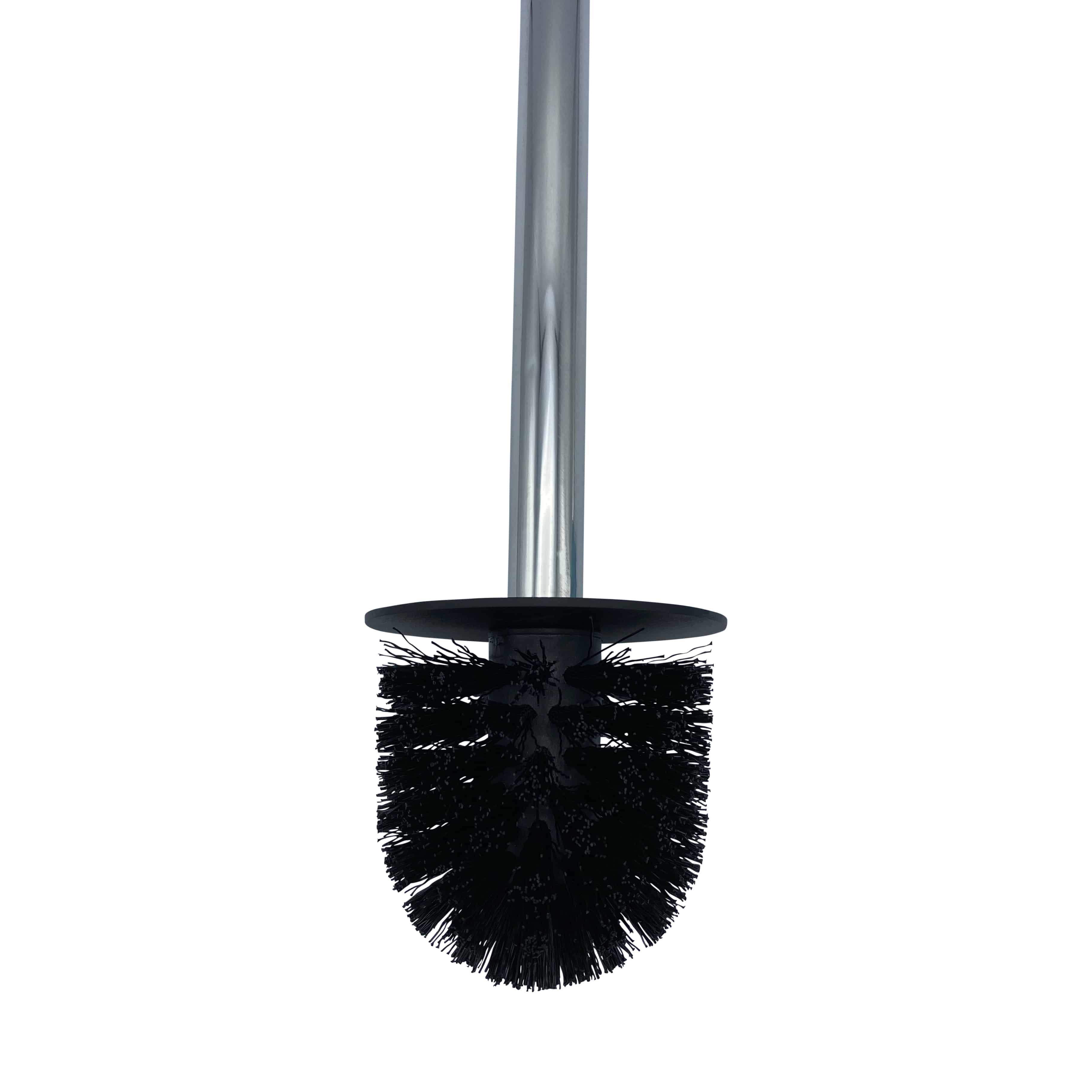 Keramische toiletborstelset Kiezelsteen - Chroom- 15x15x39 cm