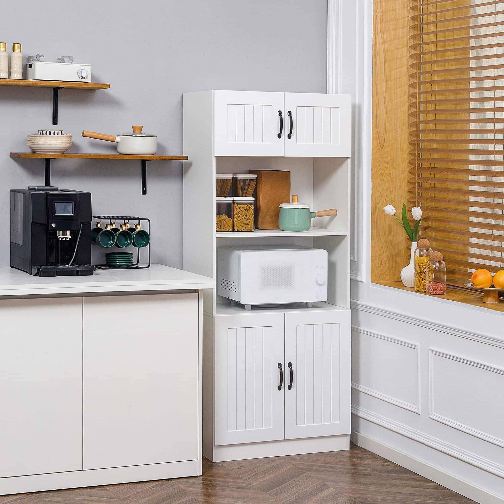 Keukenkast Voorraadkast Hoog met 2 open planken 40x70x170 cm - Wit
