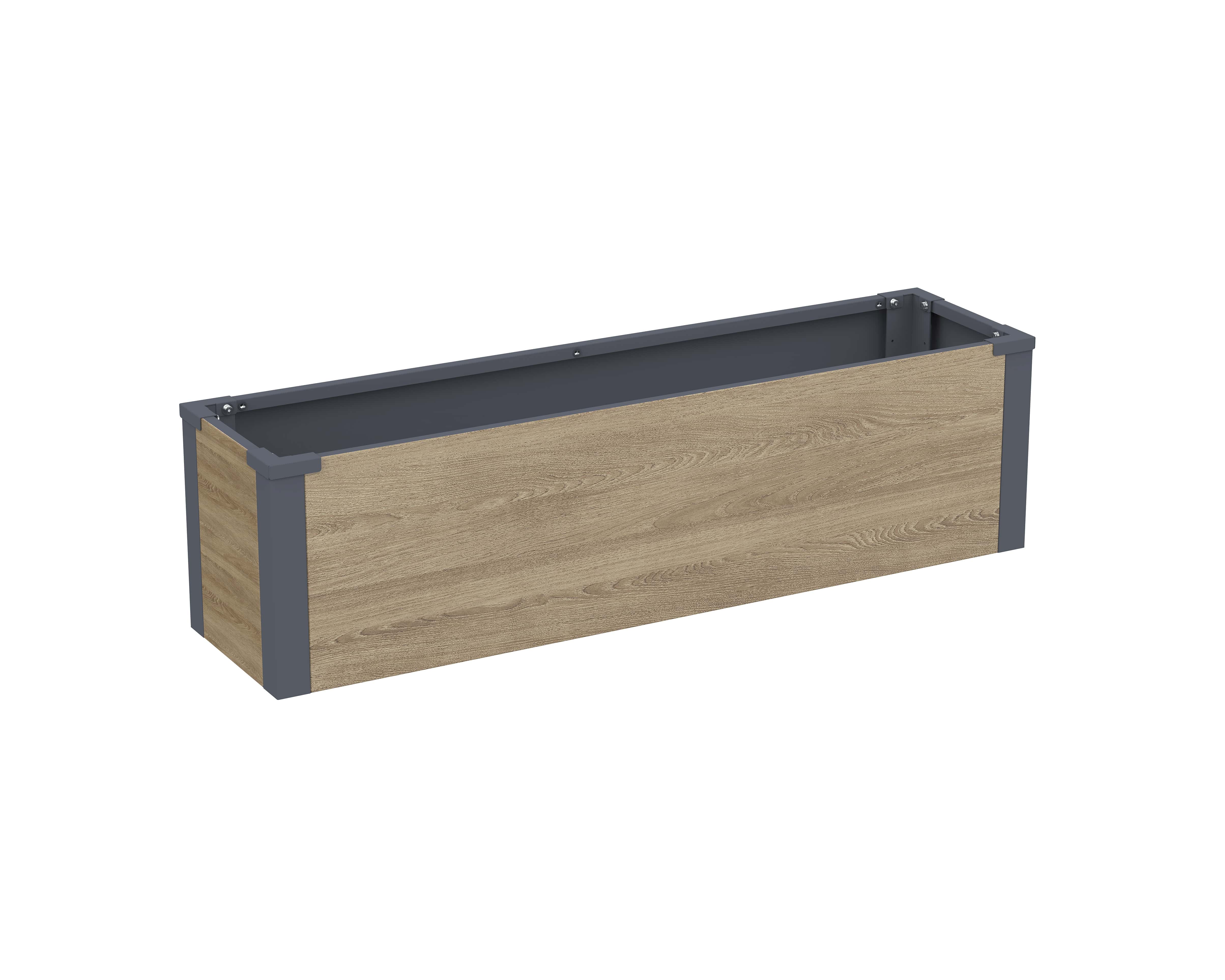 Westmann Talus M - Metalen Plantenbak met bodem 100x25x27 cm - Houtlook