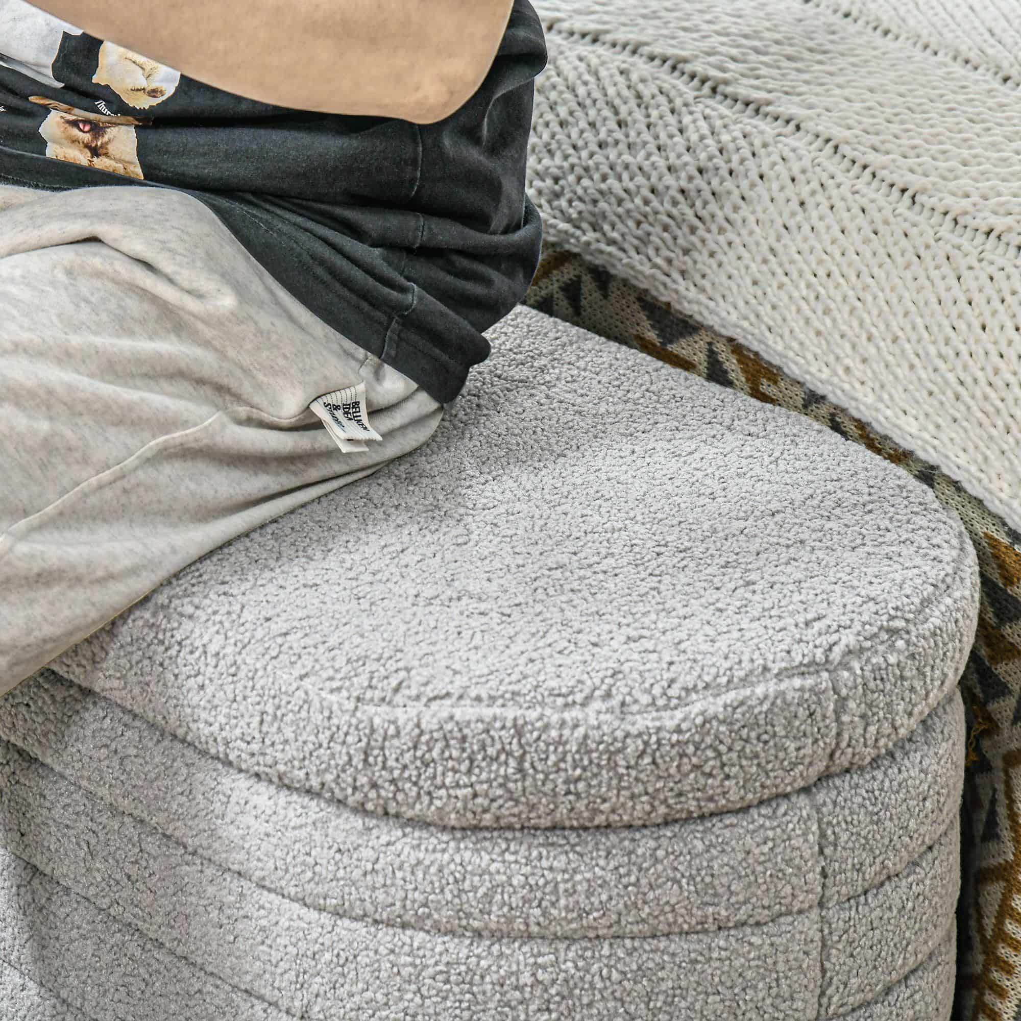 4goodz Bedbank Hocker met Opbergruimte - teddyfleece - 41x116x40 cm - lichtgrijs