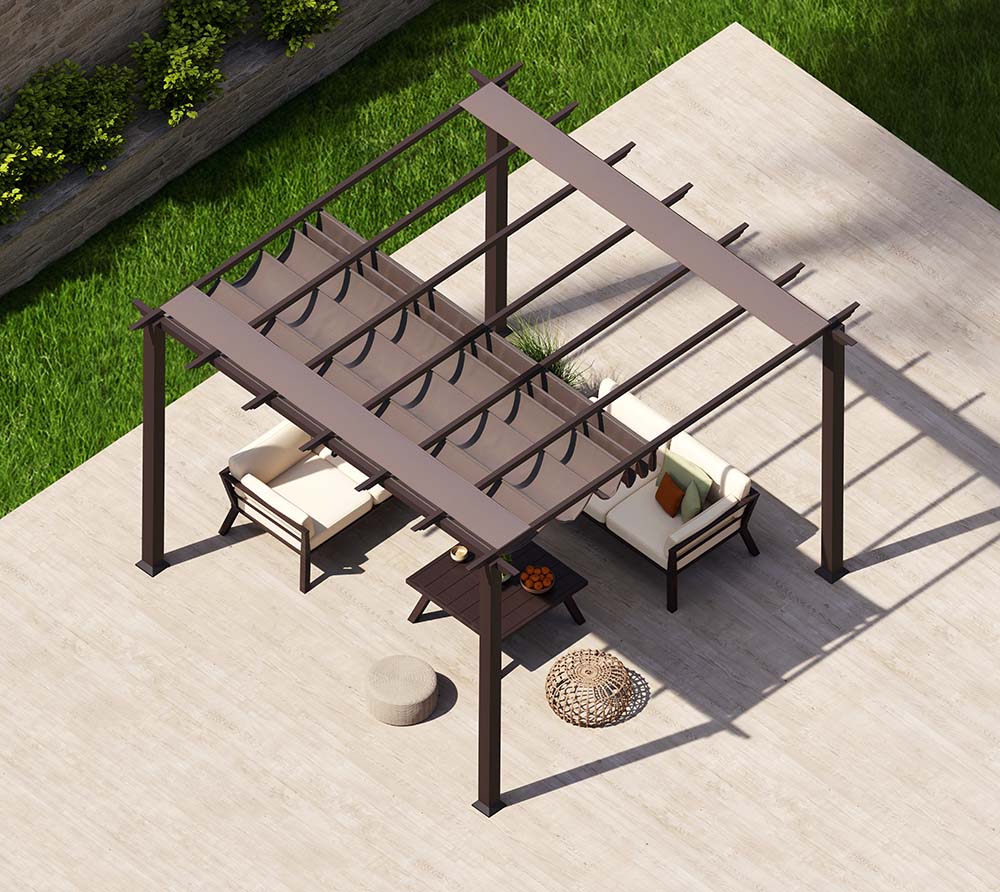 Paragon Outdoor Aluminium Pergola Florida 1111 - Houtlook - 350x350x235cm - donkerbruin