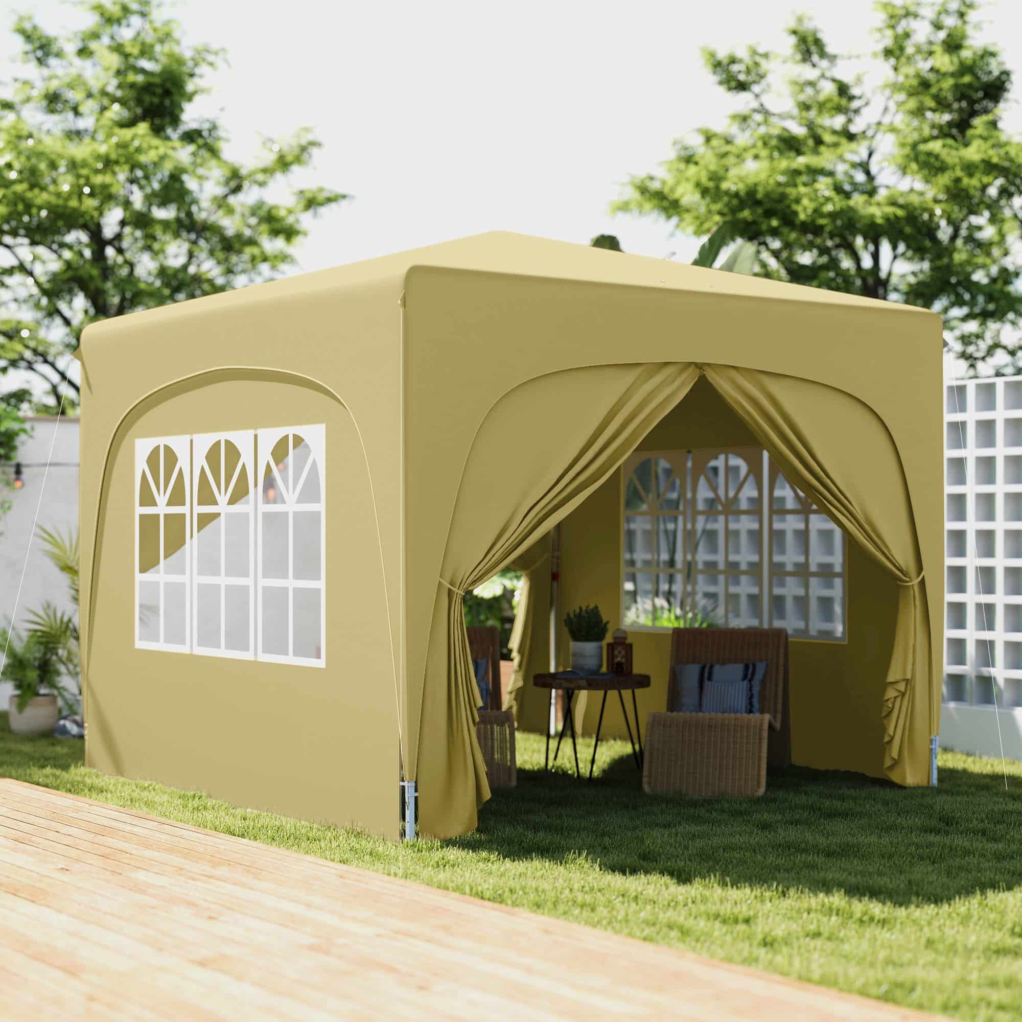 Partytent 300x300 cm met zijwanden - Creme