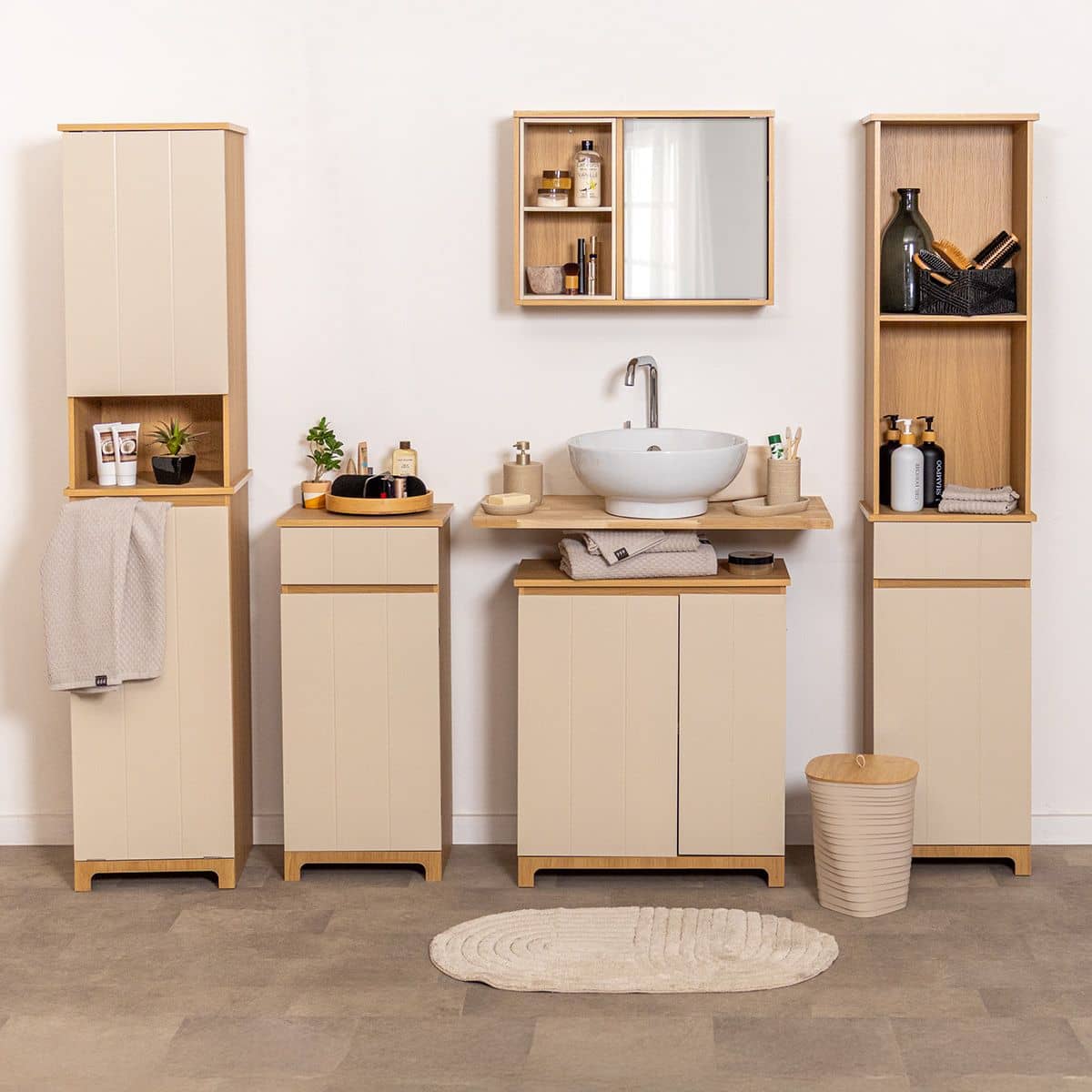 4bathroomz Trente Badkamerkast halfhoog - 83 cm hoog - Bruin/ Beige 4bathroomz Trente Badkamerkast halfhoog - 83 cm hoog - Bruin/ Beige