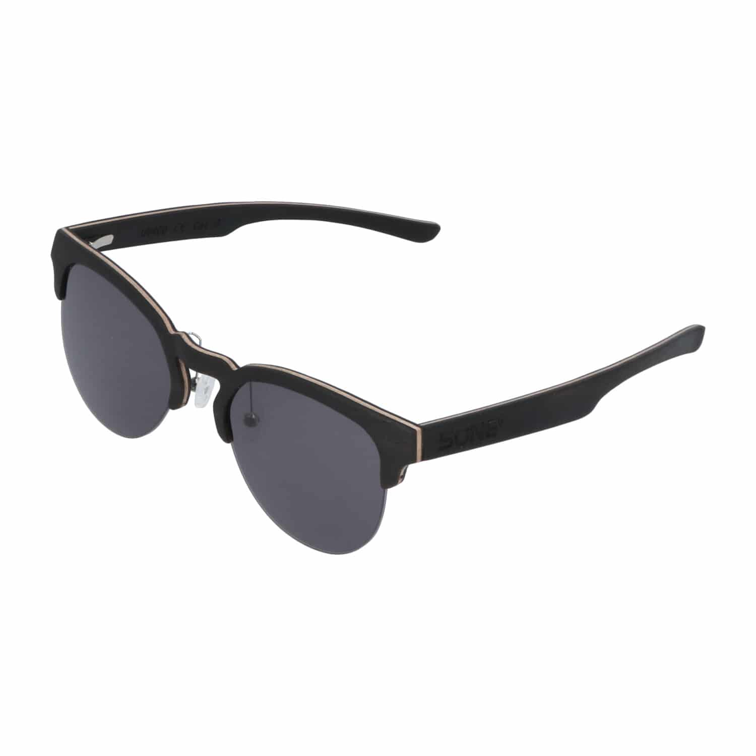5one® Clubmaster Sports Grey - Ebony houten zonnebril - sportief model
