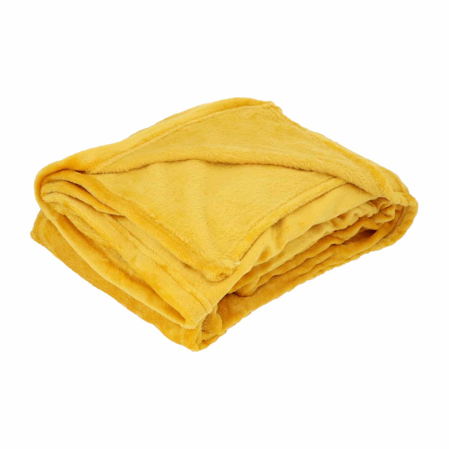 4goodz super Zachte en Grote Fleece Plaid - 180x220 cm - Mosterdgeel