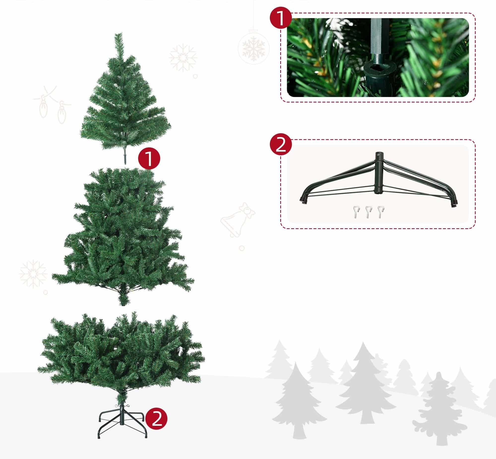 Homcom Kunstkerstboom met 1000 takpunten ∅120 - 180 cm