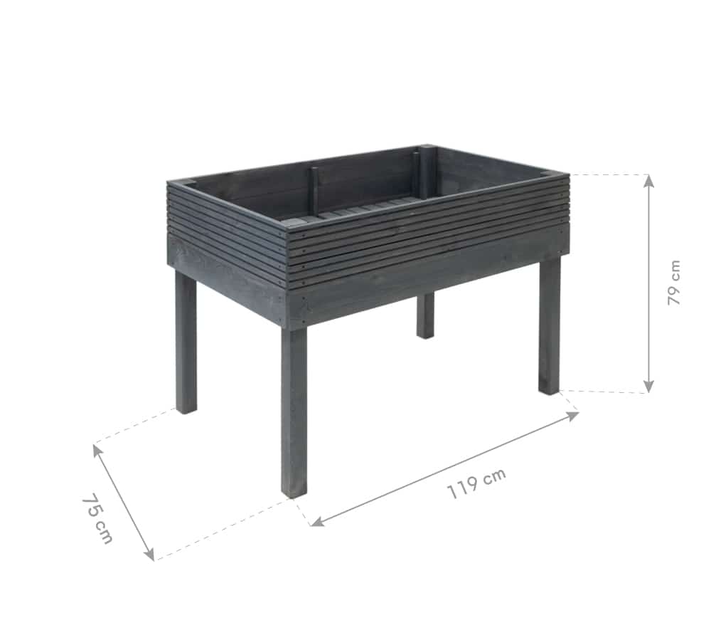 Westmann Frieda Houten Plantenbak op poten 75x119x79 cm - Donkergrijs