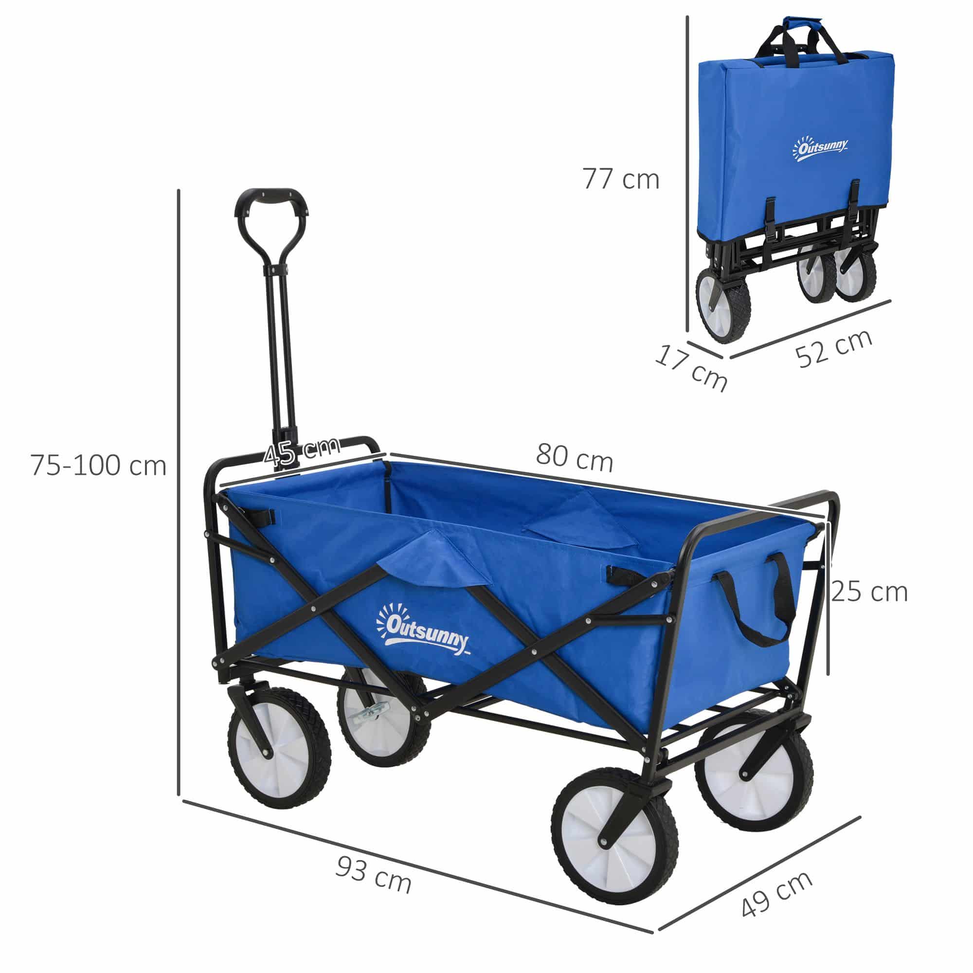 4goodz Outsunny Opvouwbare Bolderwagen Bolderkar - Blauw