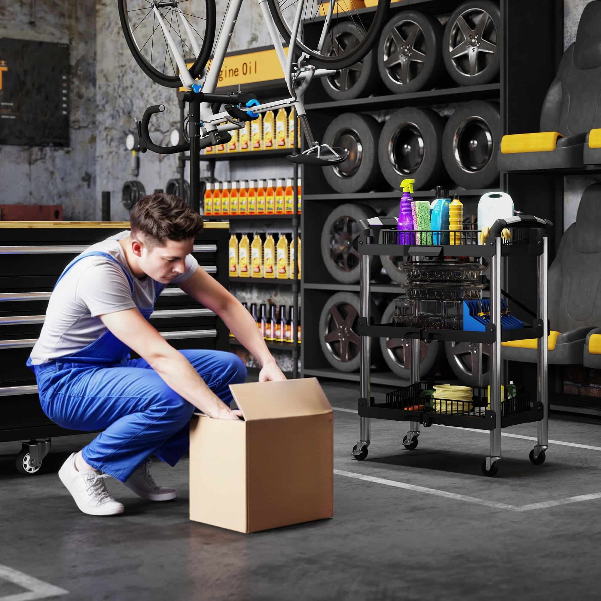 4goodz Gereedschapswagen Opvouwbaar met 3 niveaus - 68 kg draagvermogen - met Handvaten 4goodz Gereedschapswagen Opvouwbaar met 3 niveaus - 68 kg draagvermogen - met Handvaten